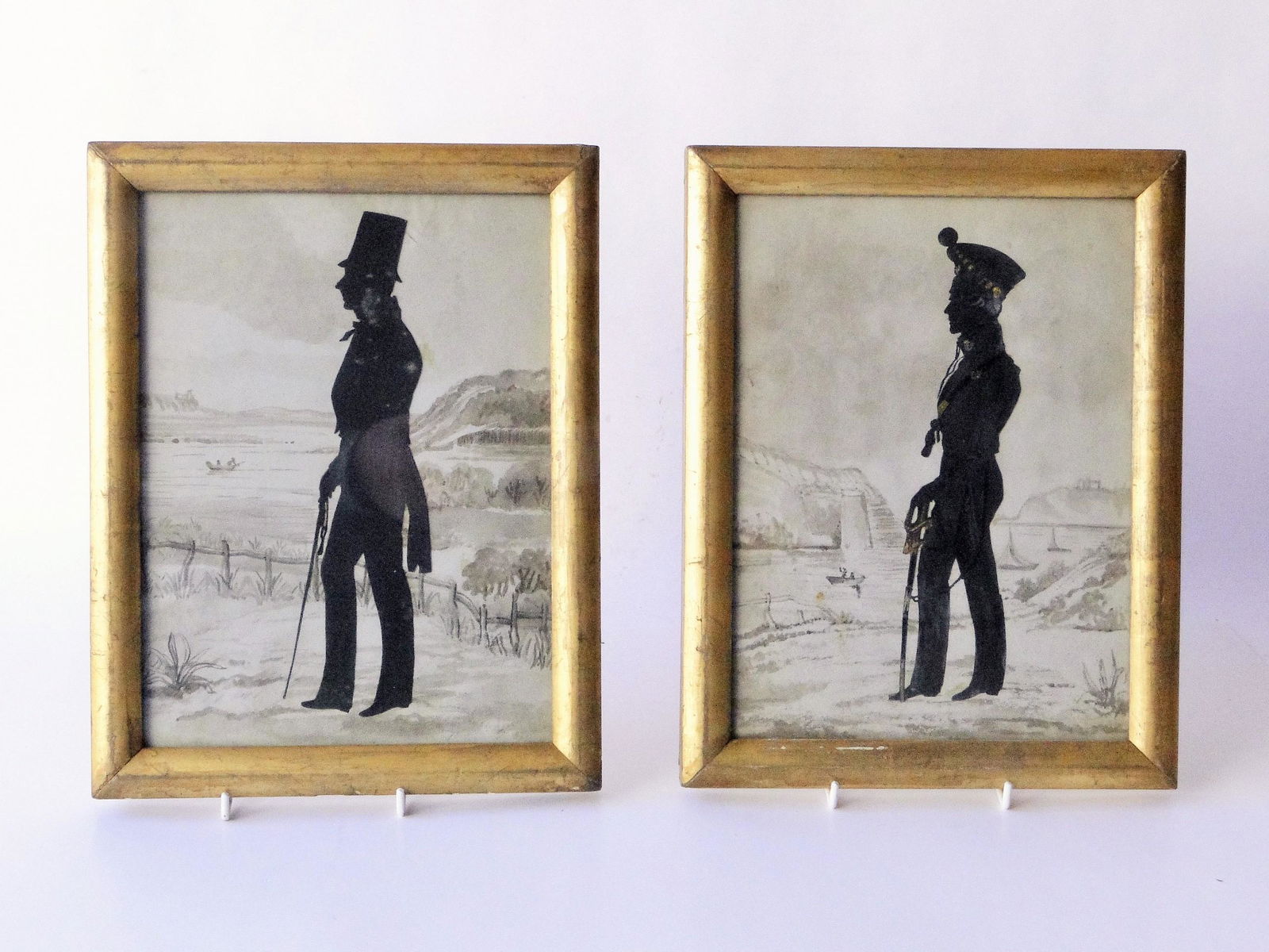 TWO PORTRAIT PAINTING OF SHIP CAPTAINS NEAR PORT (1 of 1)