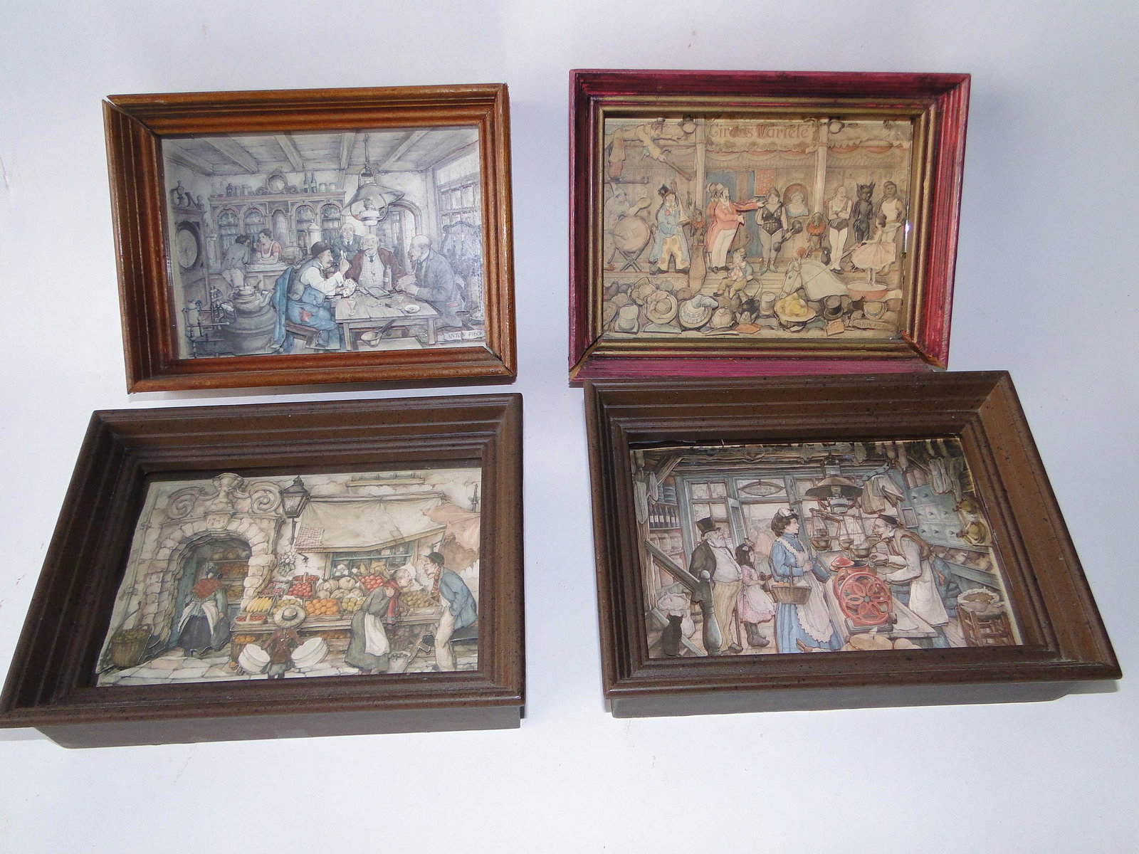 GROUPING OF FOUR PAPER CUTOUT DIORAMAS: GROUPING OF FOUR PAPER CUTOUT DIORAMAS, ANTON PIECK, 6 X 9