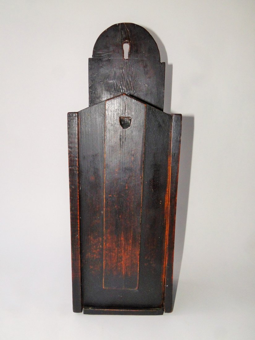 19TH C CHERRY HANGING SLIDE LID CANDLE BOX (1 of 4)