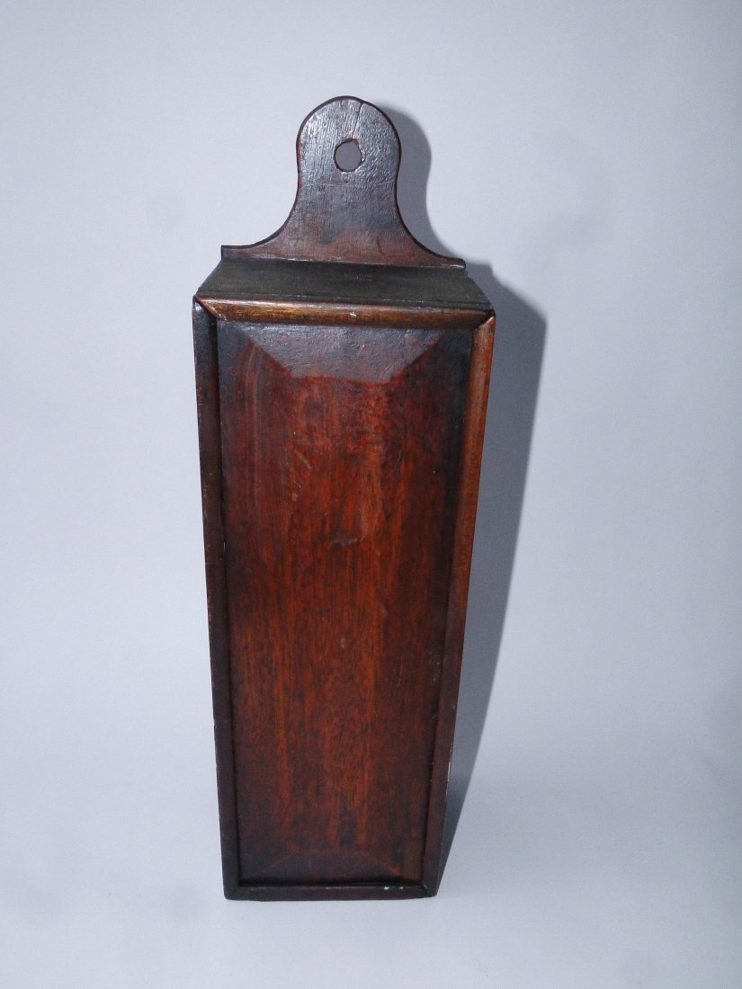 19TH C CHERRY HANGING SLIDE LID CANDLE BOX (1 of 4)