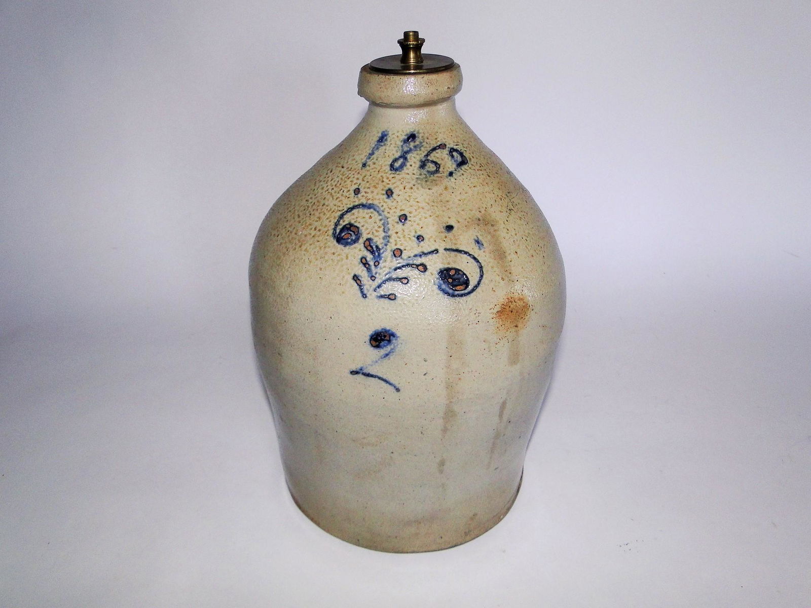 19TH C STONEWARE JUG DATED 1867 (1 of 3)