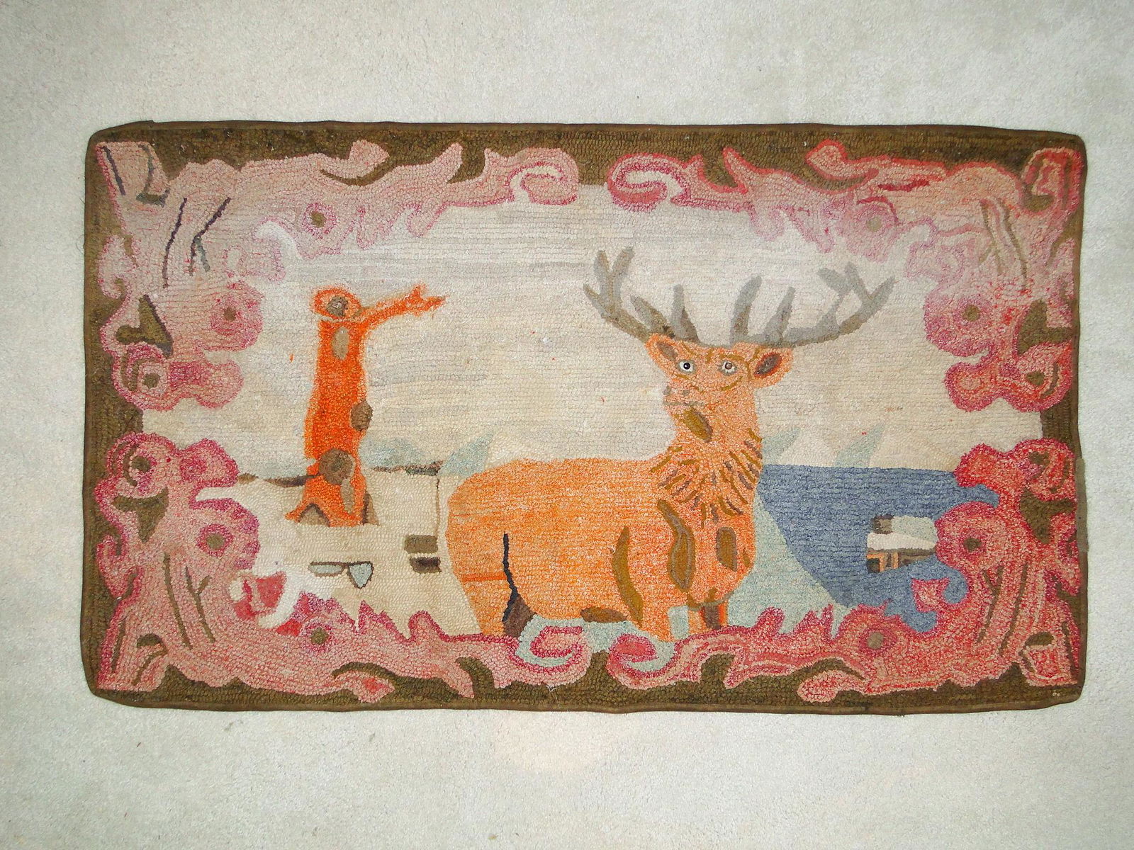 HOOKED RUG OF A DEER (1 of 2)
