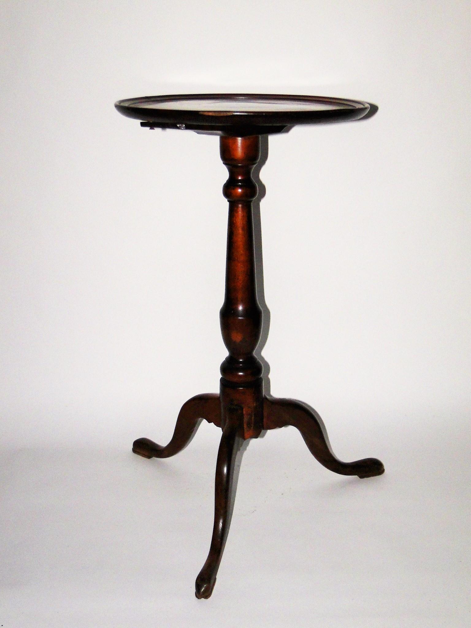 18TH C DISH TOP CANDLESTAND (1 of 4)