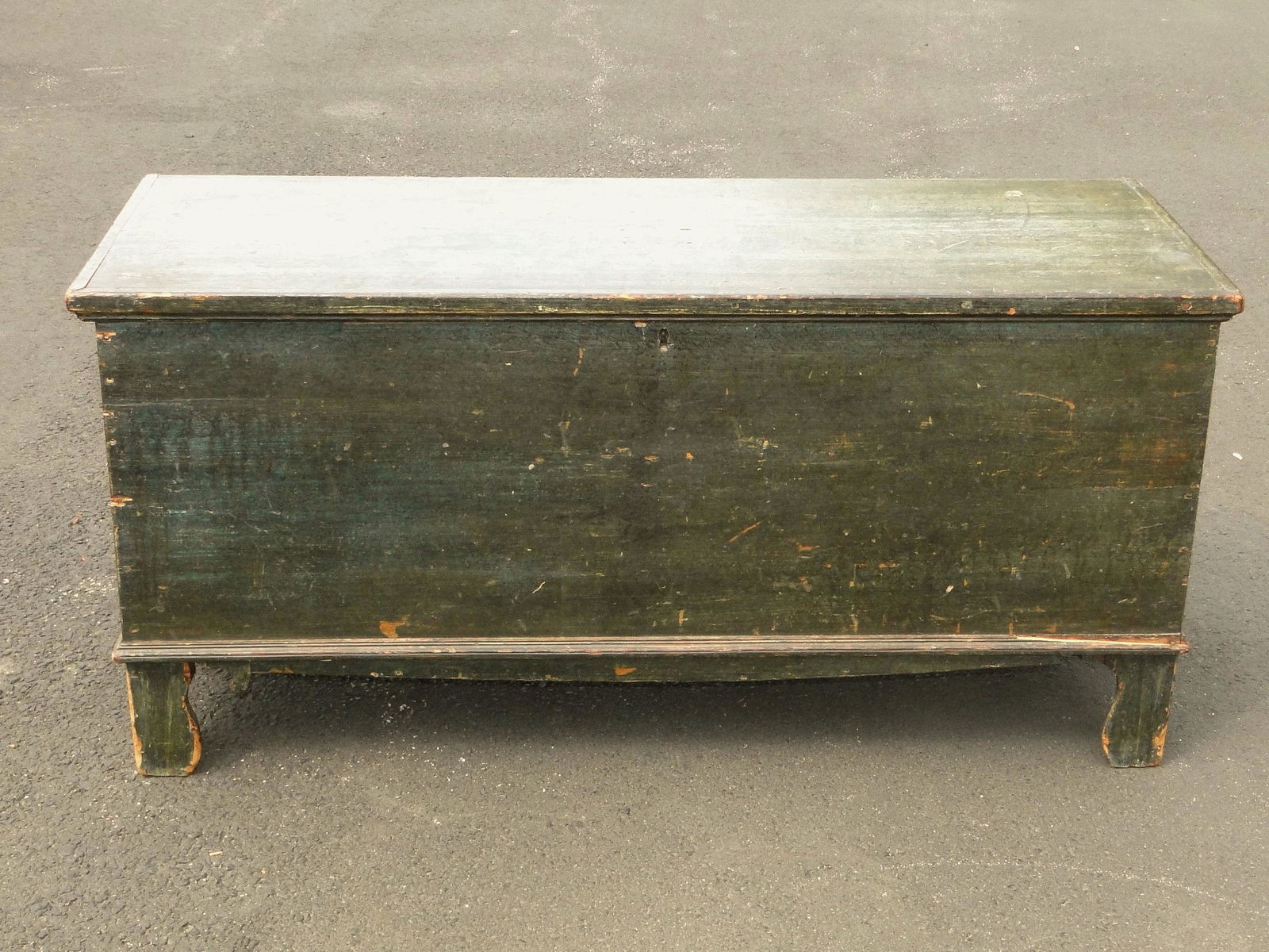 18TH C BLUE PAINTED BLANKET CHEST (1 of 5)