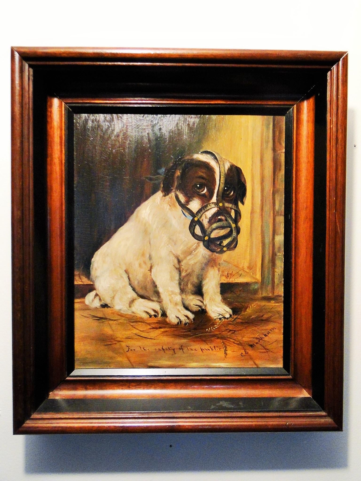 O/C PAINTING PUPPY WITH MUZZLE TITLED (1 of 2)