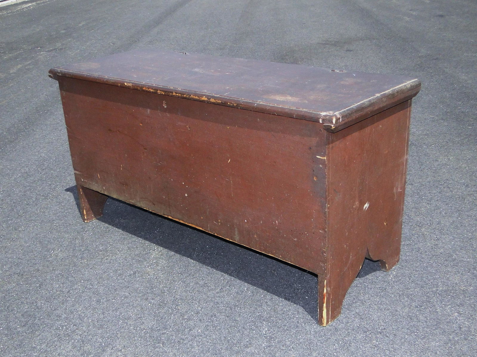 EARLY RED PAINTED BLANKET CHEST (1 of 4)