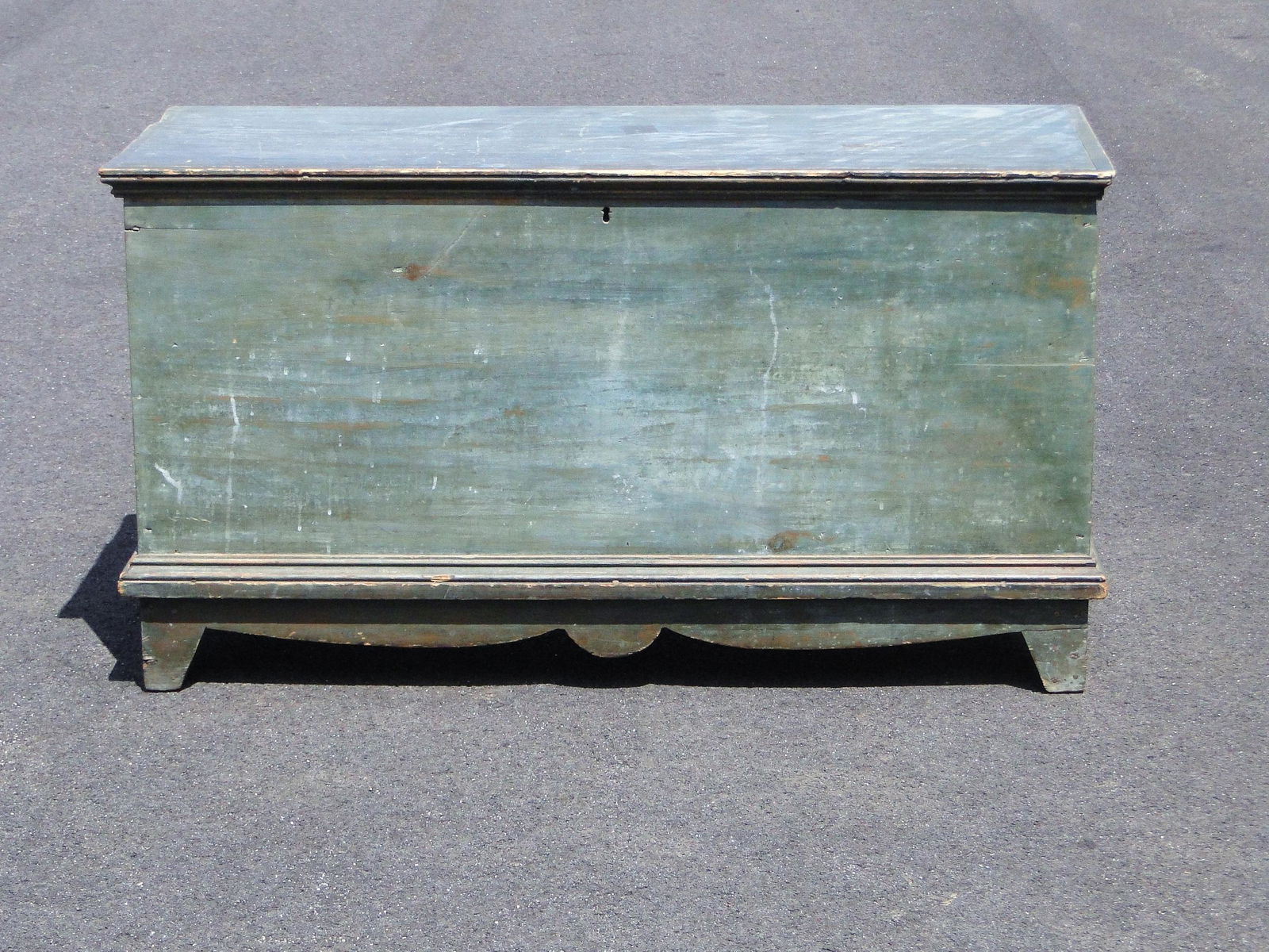 EARLY BLUE PAINTED BLANKET CHEST (1 of 5)
