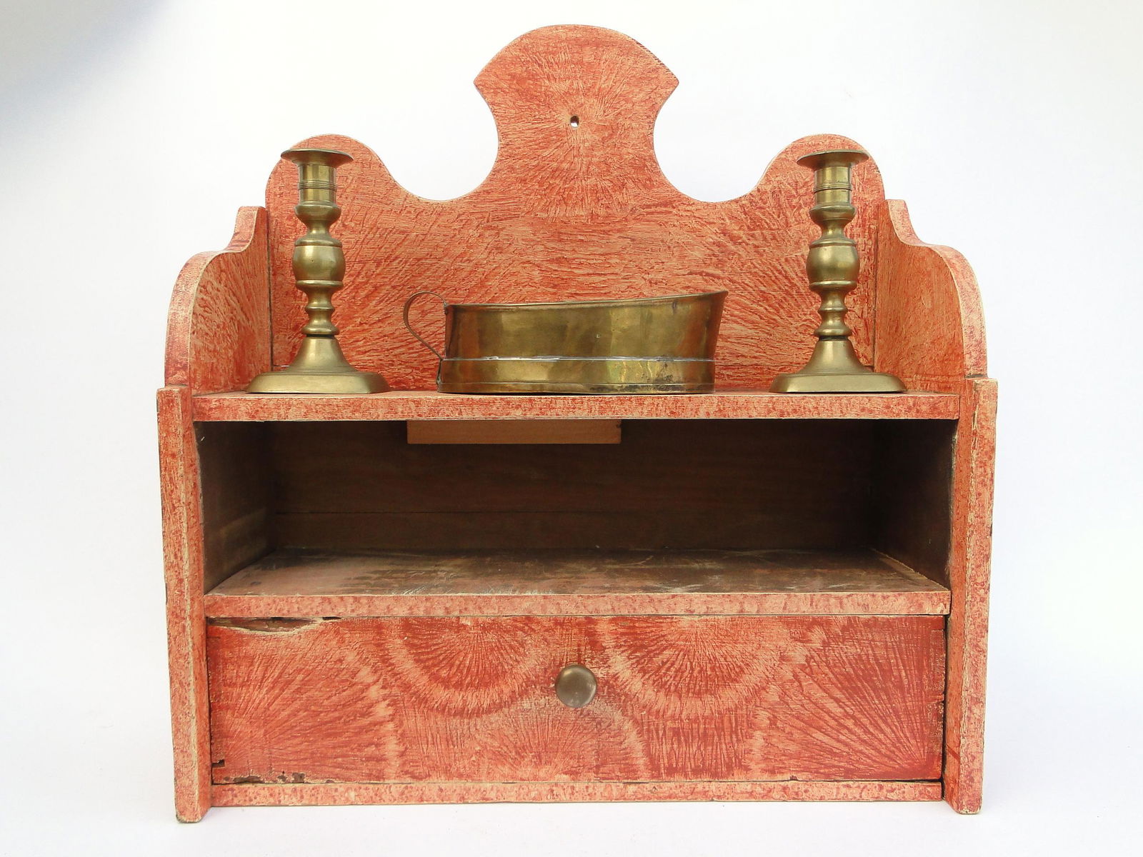 19TH C GRAIN PAINTED WALL BOX WITH LIGHTING (1 of 4)