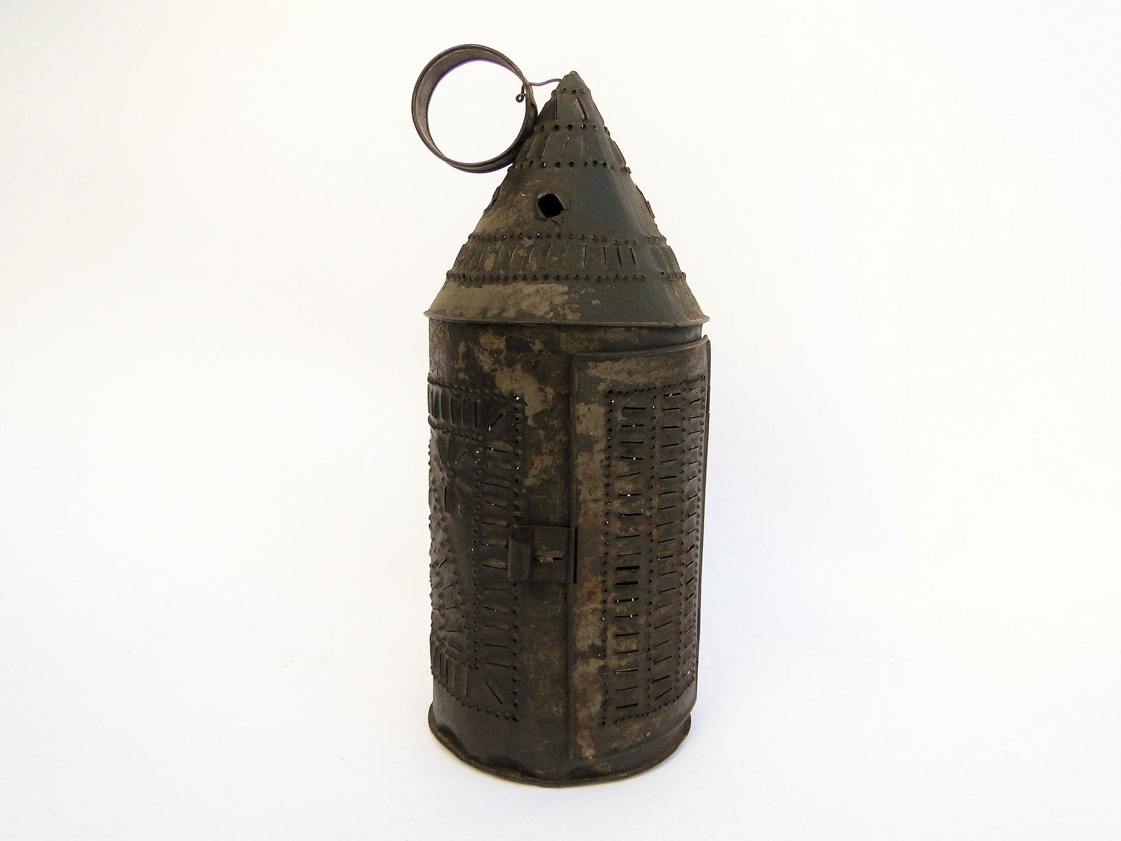 19TH C PIERCED TIN LANTERN (1 of 4)