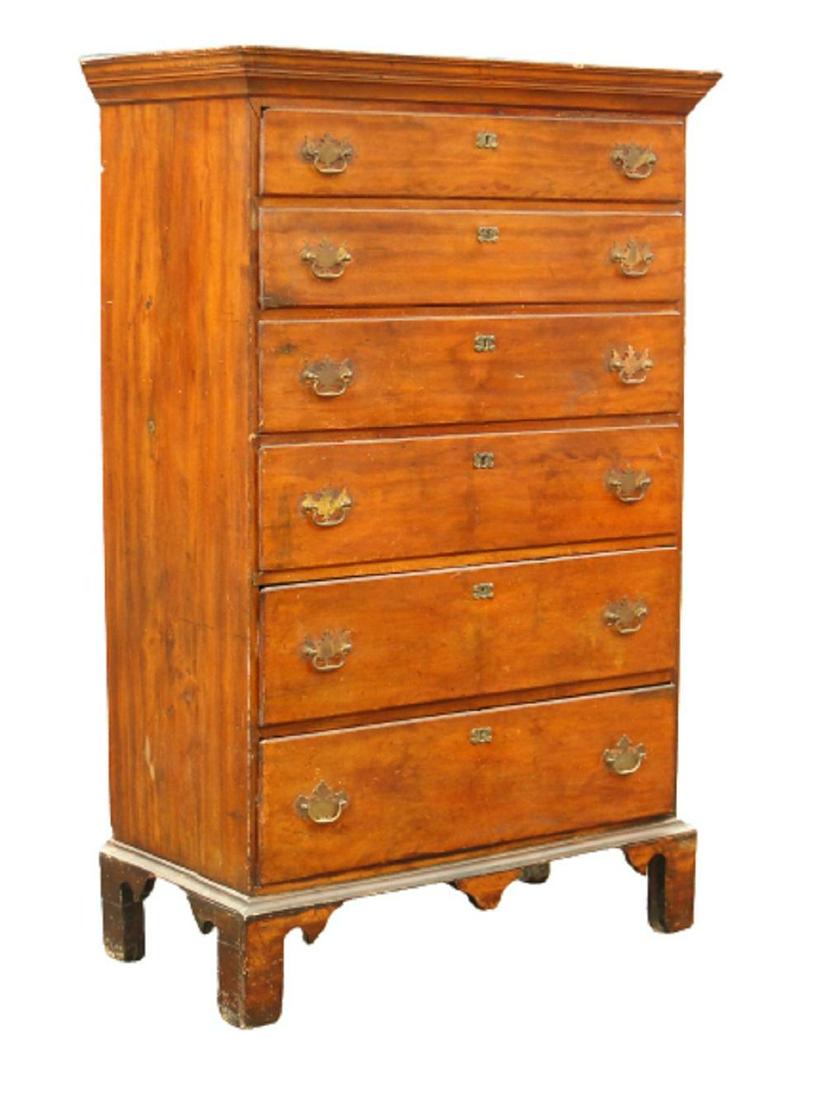 18TH C SIX DRAWER TALL CHEST (1 of 5)