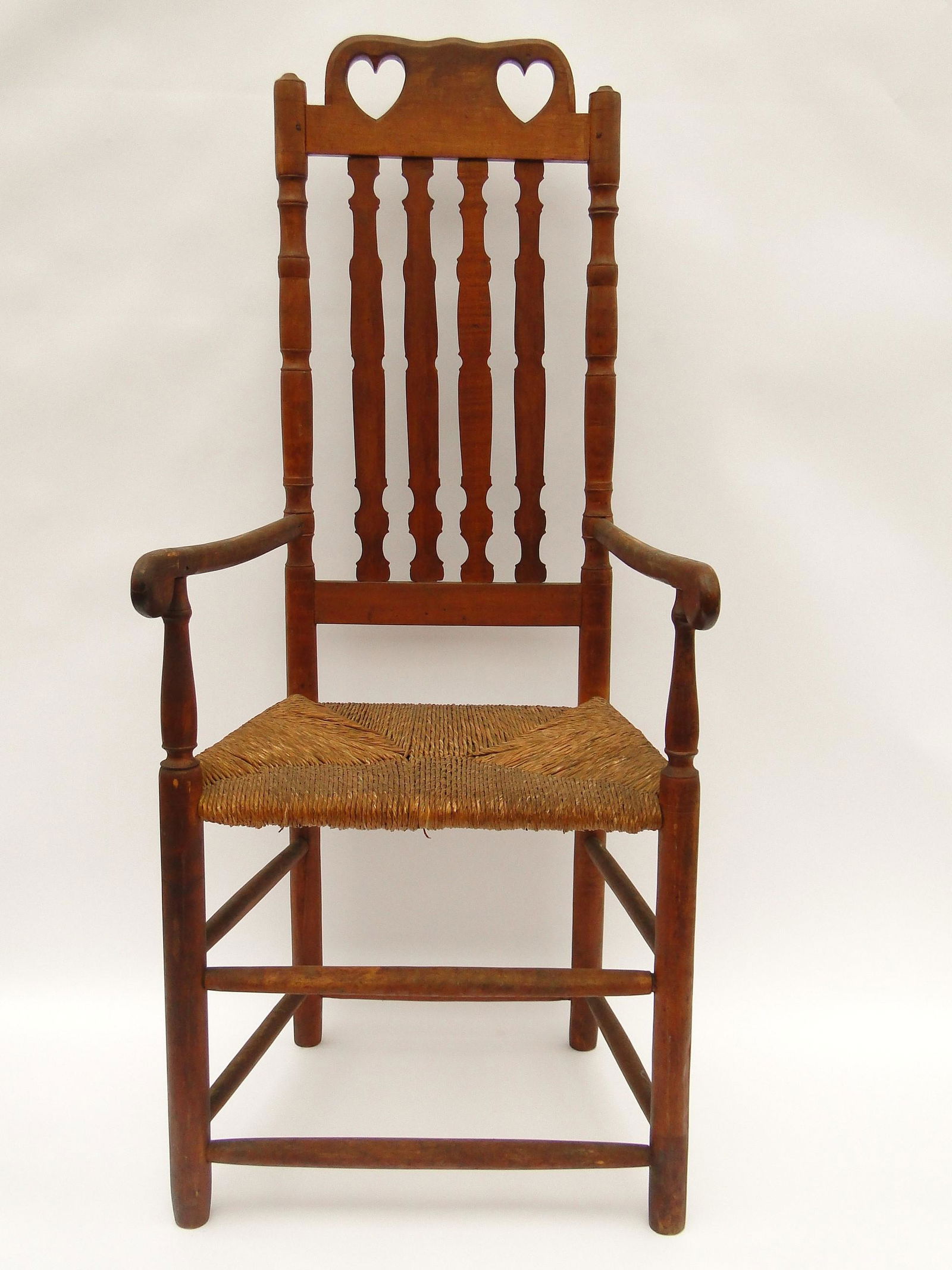 EARLY 18TH C DBL HEART AND CROWN ARM CHAIR (1 of 5)