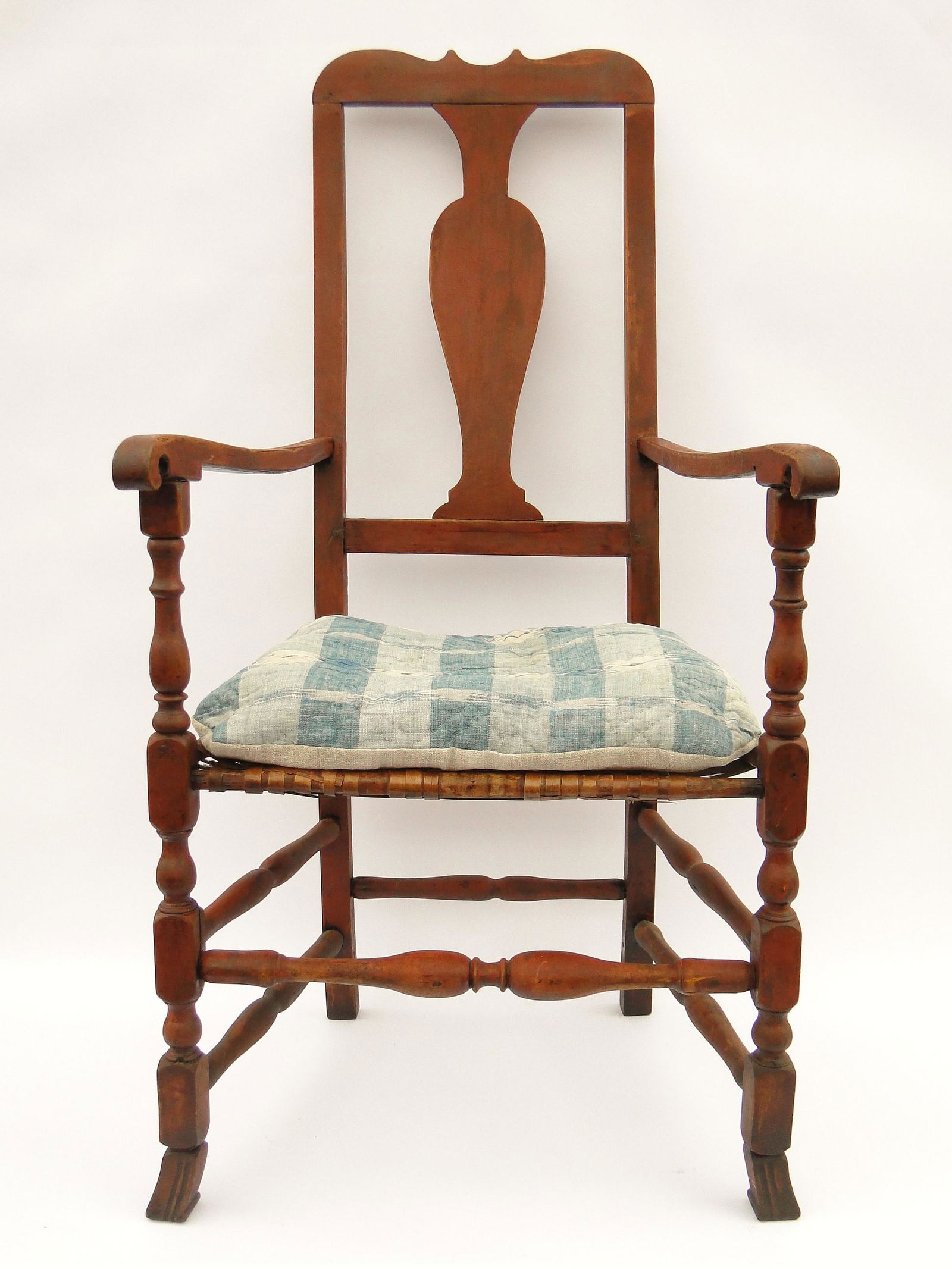 RARE 18TH C QUEEN ANNE PAINTED ARM CHAIR (1 of 4)