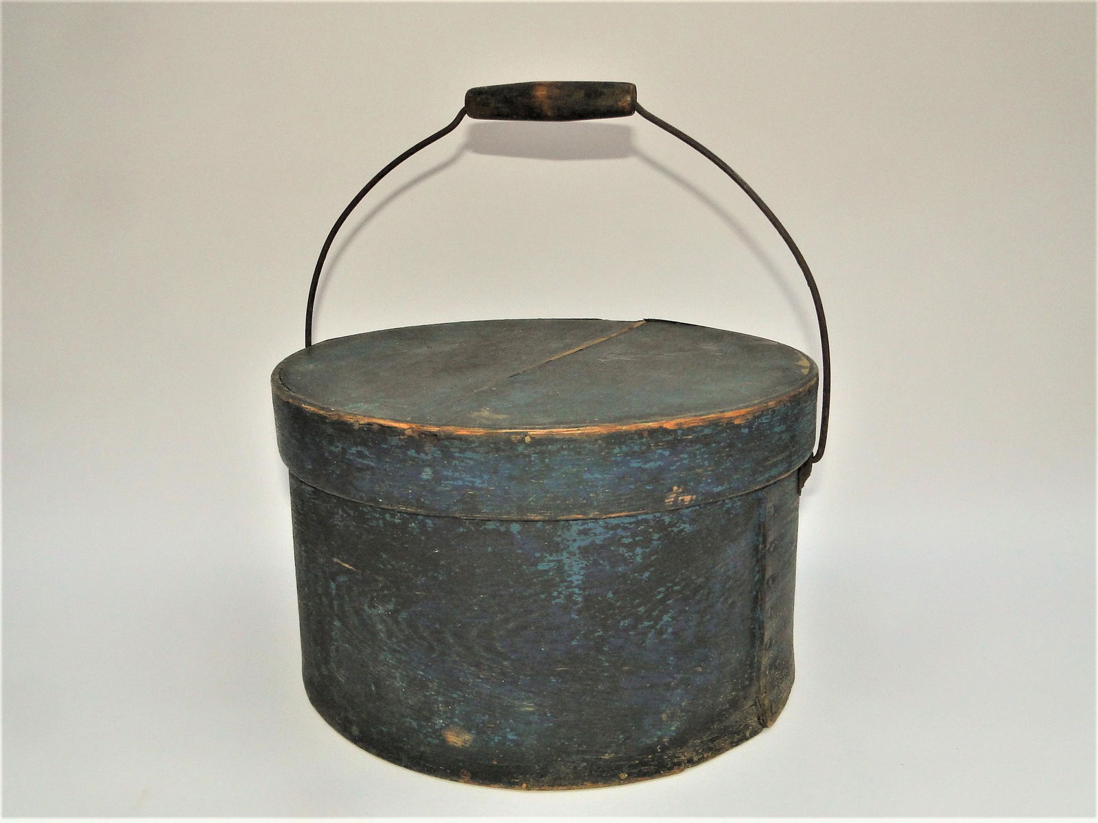 19TH C BLUE PAINTED HANDLED PANTRY BOX (1 of 5)