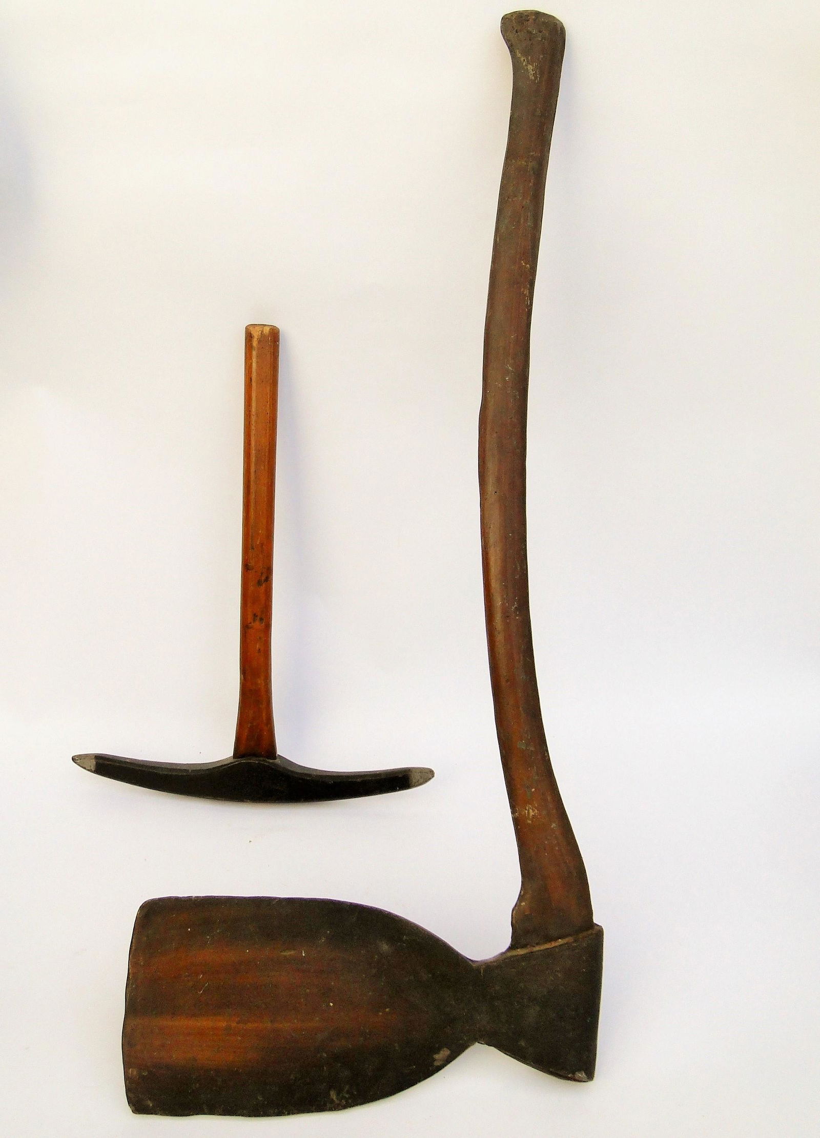 19TH C FRATERNAL FOLK ART WOODEN AX AND PICK (1 of 2)