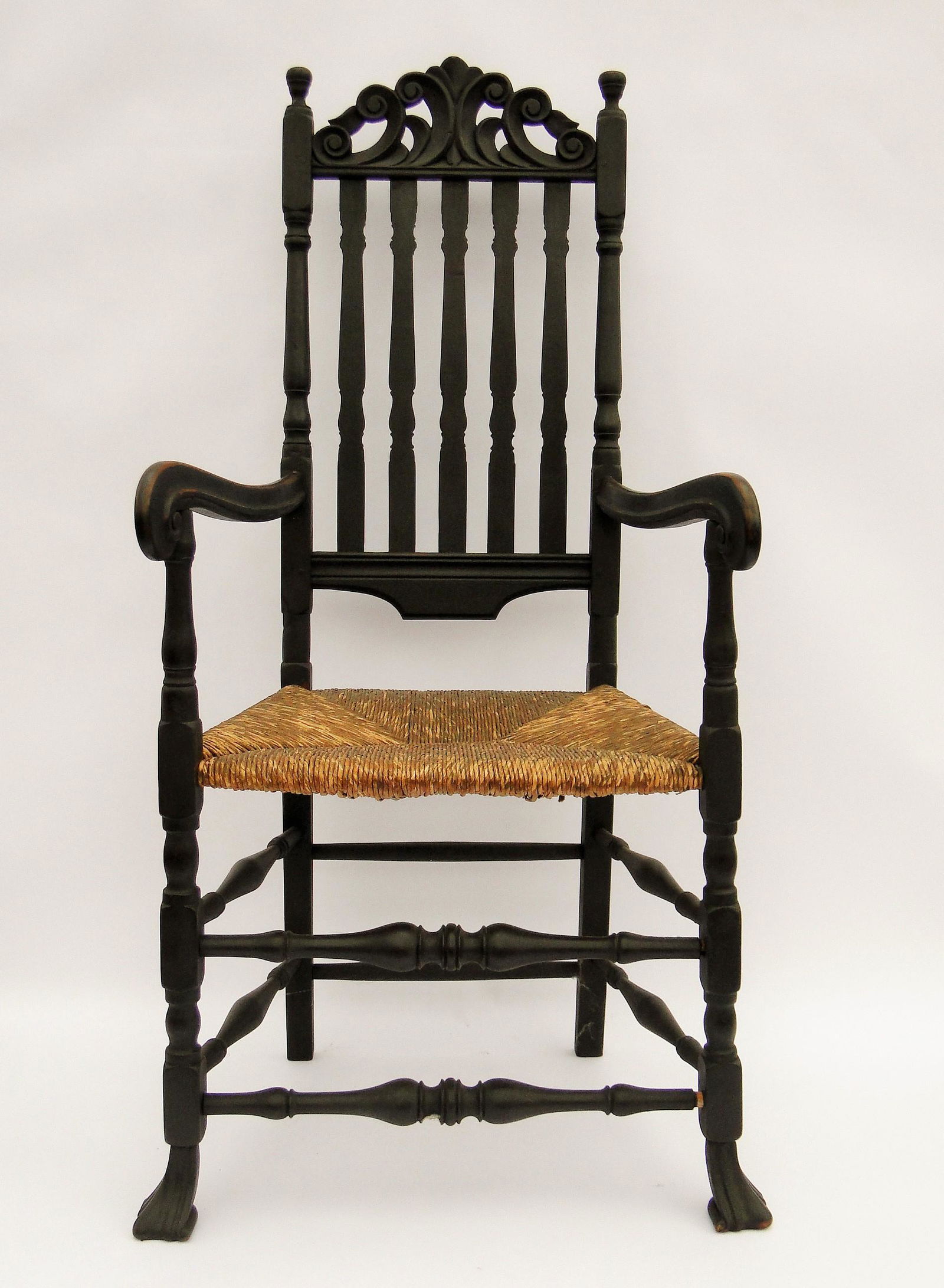 IMPORTANT CIRCA 1700 CARVED BANISTER BACK ARMCHAIR (1 of 6)