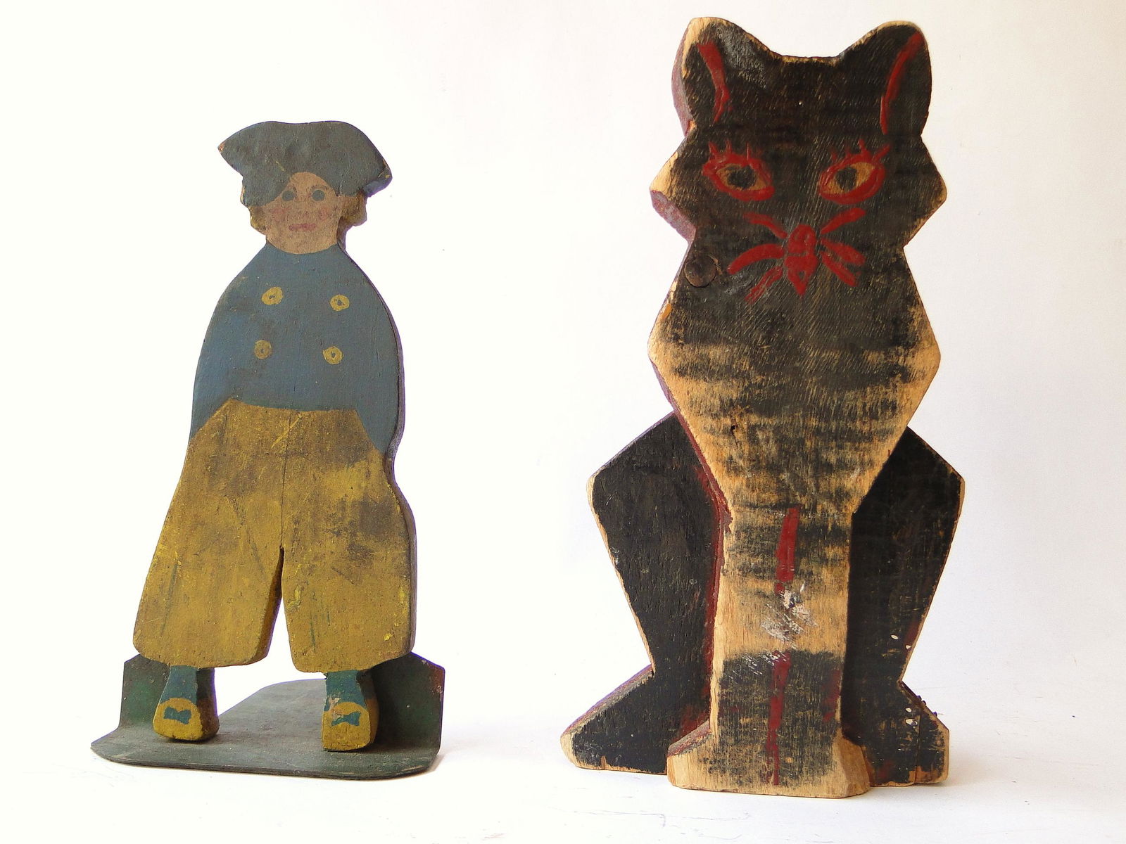 TWO FOLK ART PAINTED WOOD CUTOUTS (1 of 2)