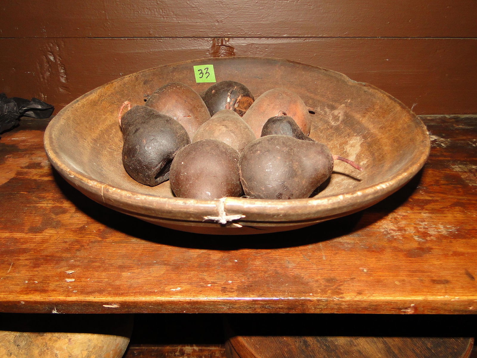 EARLY WOODEN BEEHIVE BOWL (1 of 3)