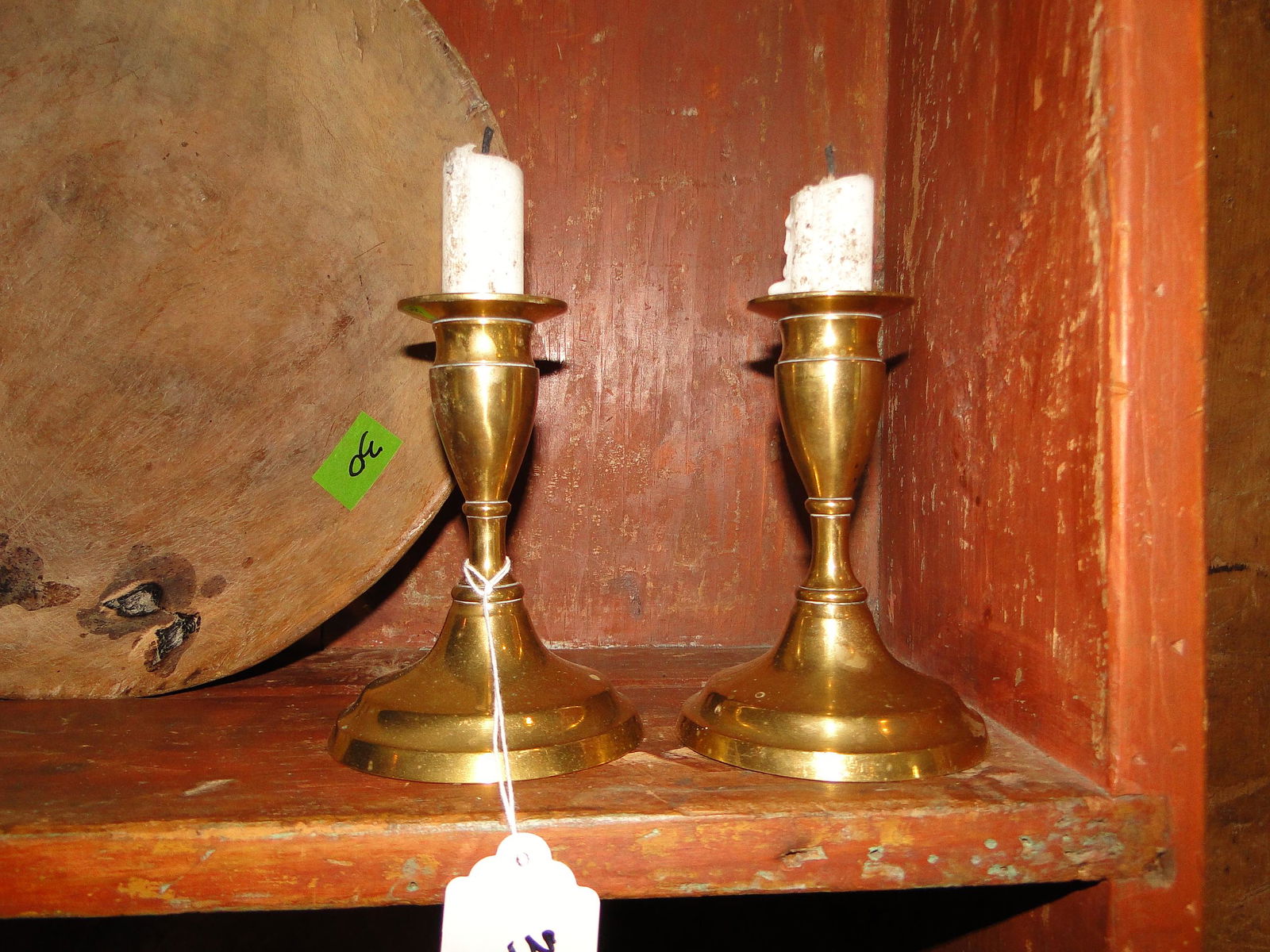 PAIR EARLY BRASS CANDLESTICKS (1 of 1)