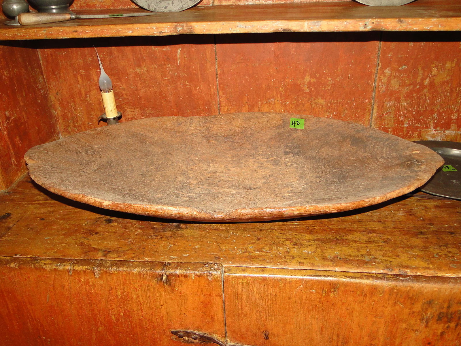 LARGE OVAL WOODEN TREEN BOWL (1 of 3)