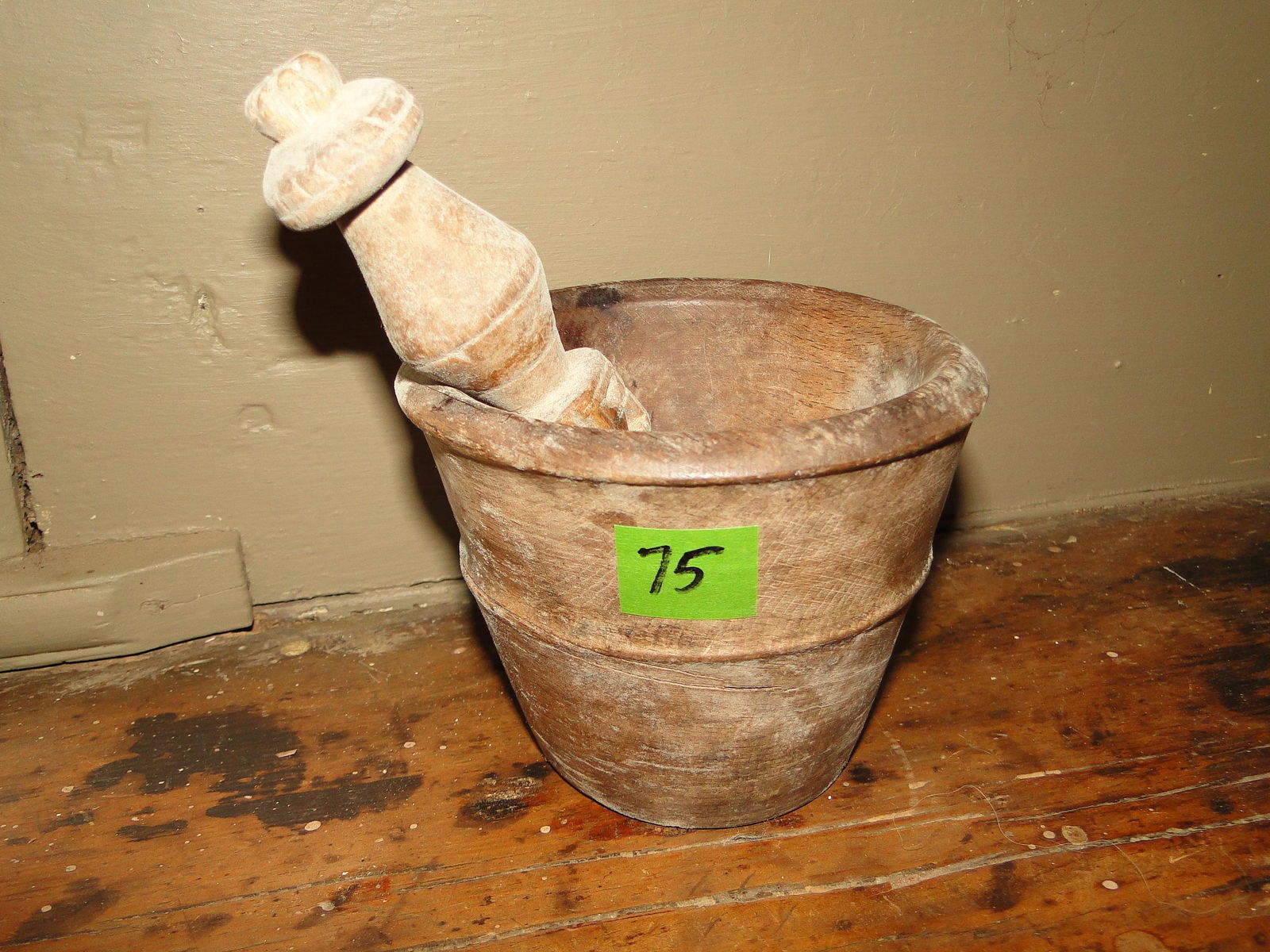 SMALL PRIMITIVE MORTAR AND PESTLE (1 of 3)