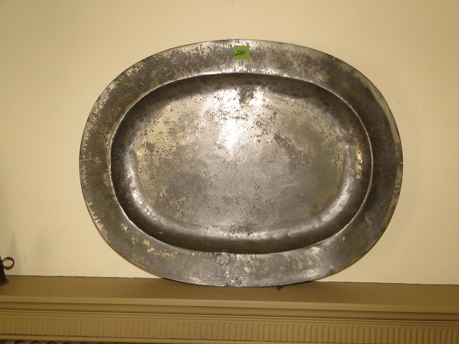 LARGE 18TH C PEWTER CHARGER OVAL (1 of 2)