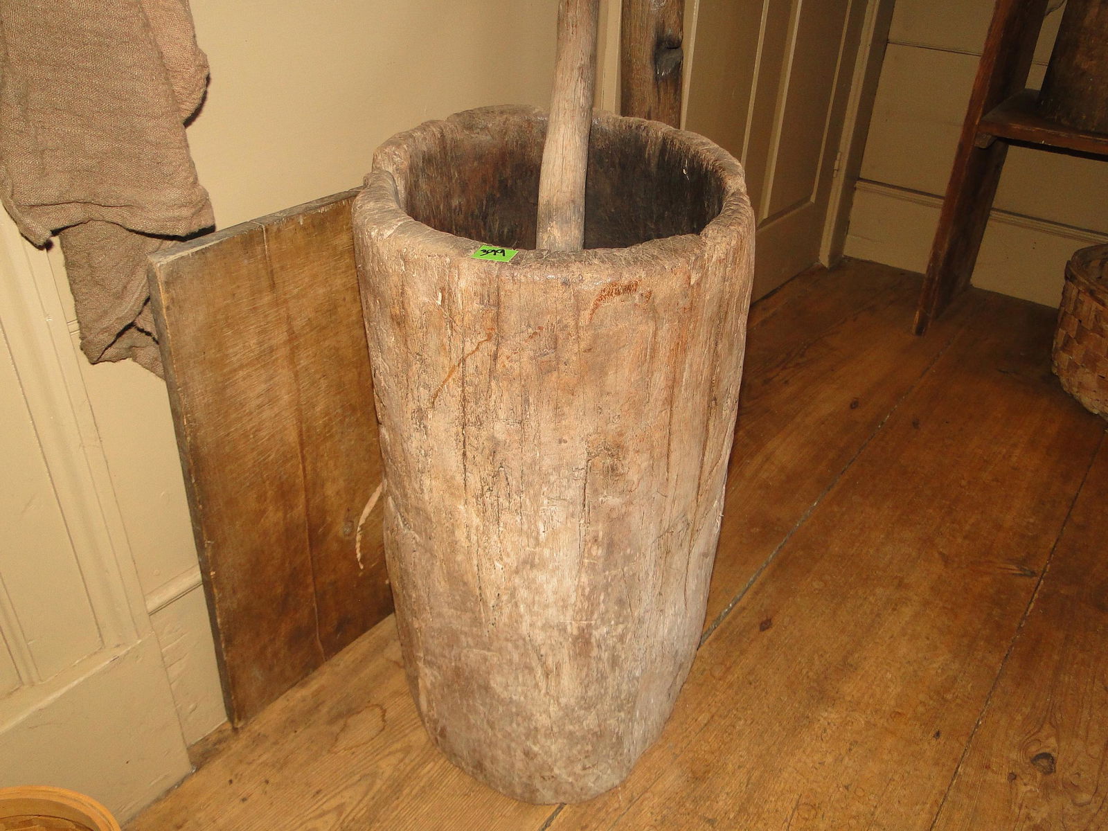 LARGE PRIMITIVE MORTAR AND PESTLE (1 of 2)