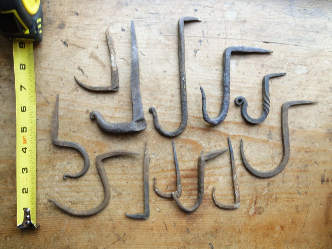 GROUPING 18TH C HAND FORGED BEAM HOOKS (1 of 1)