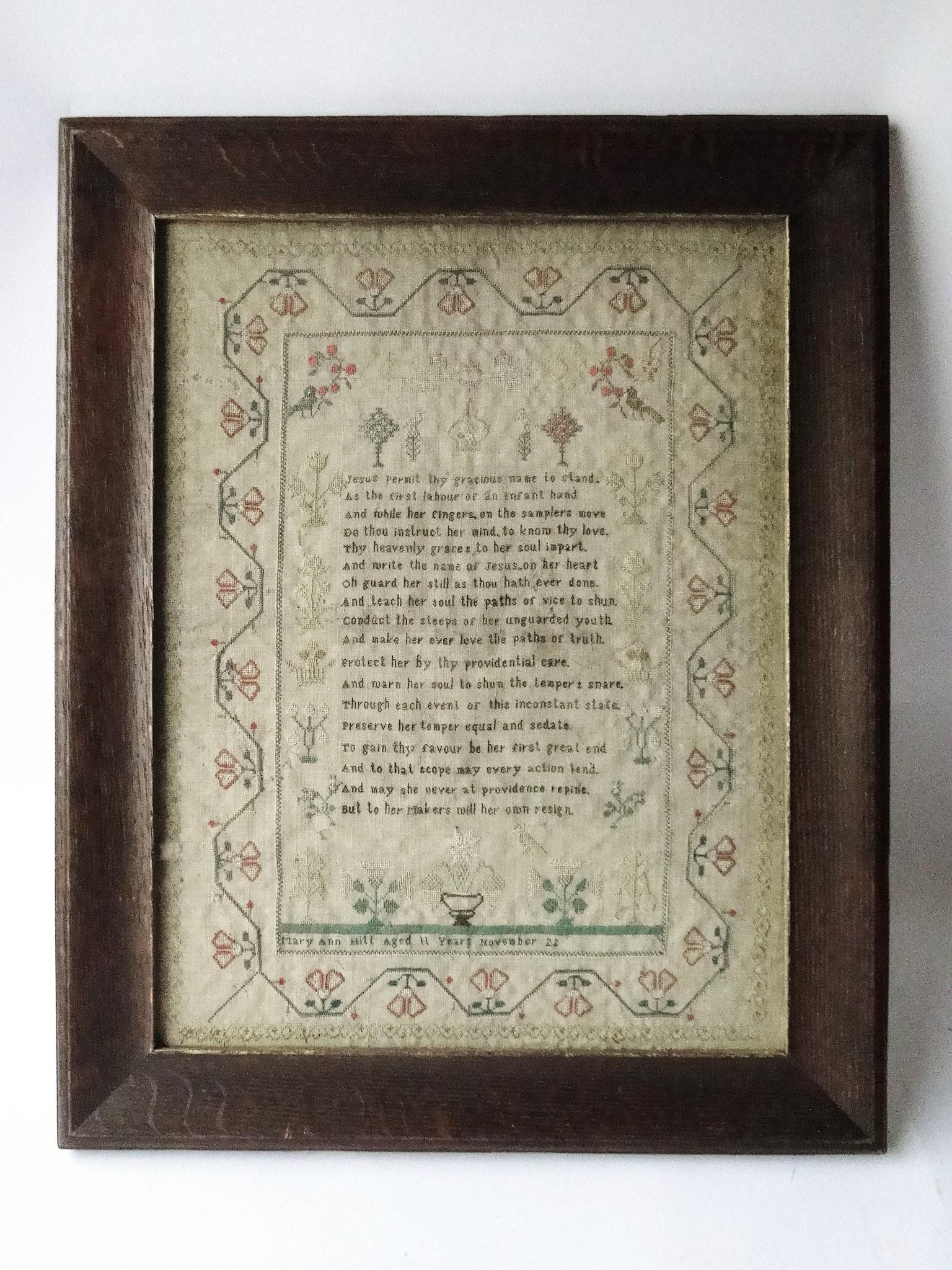 EARLY 19TH CENTURY NEEDLEWORK SAMPLER (1 of 2)