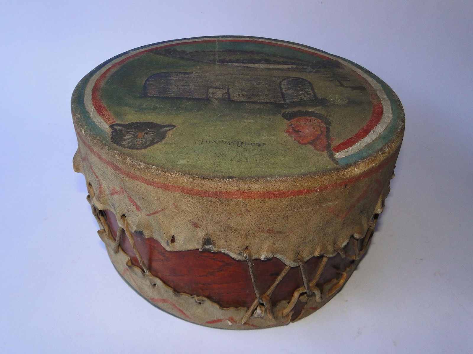 NATIVE AMERICAN PAINT DECORATED DRUM (1 of 5)