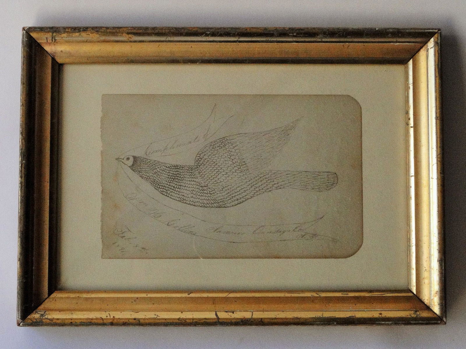 LATE 19TH C CALLIGRAPHY OF AN AMERICAN EAGLE (1 of 2)