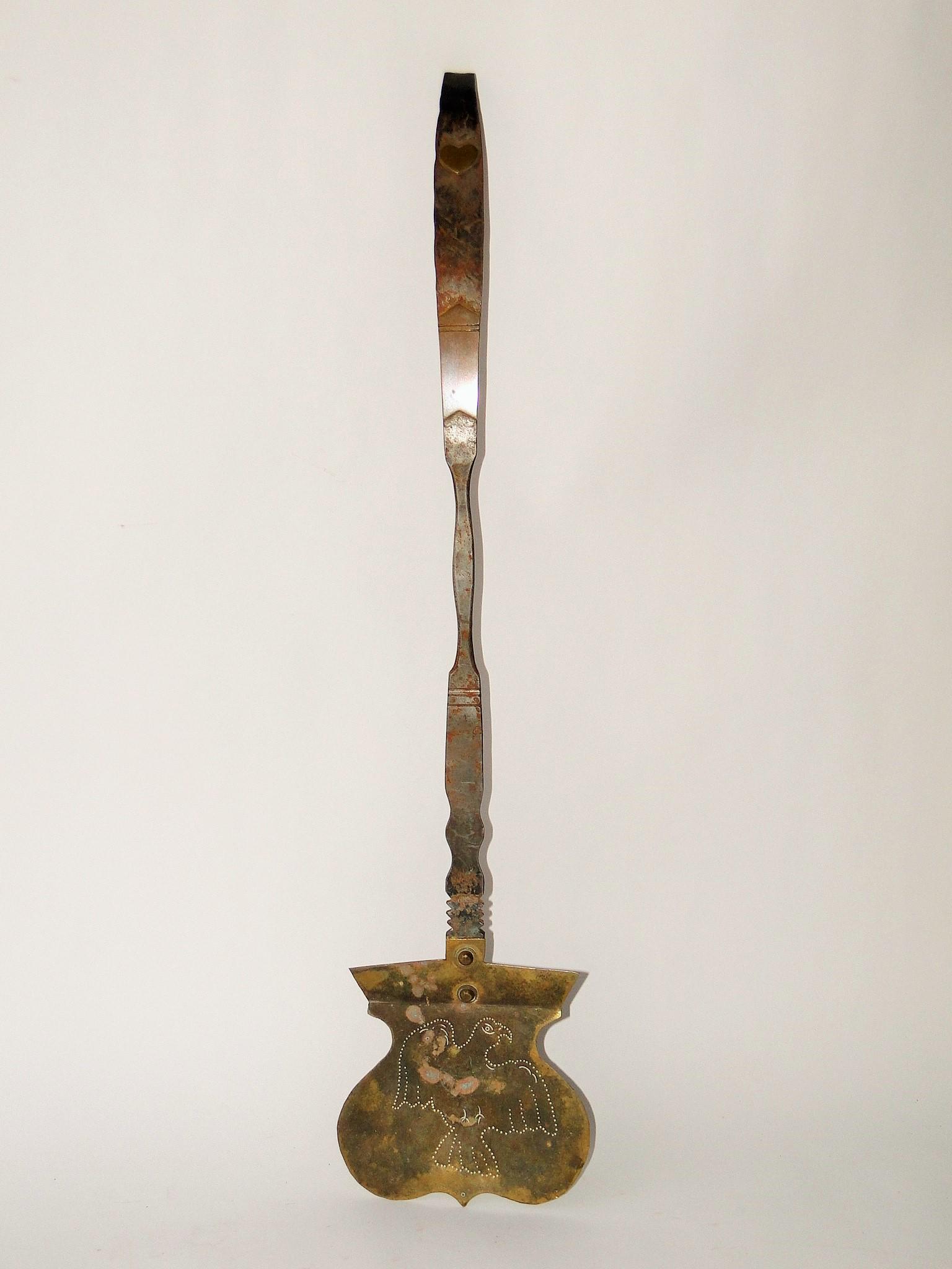 RARE PA 19TH C EAGLE DECORATED BRASS SPATULA (1 of 3)