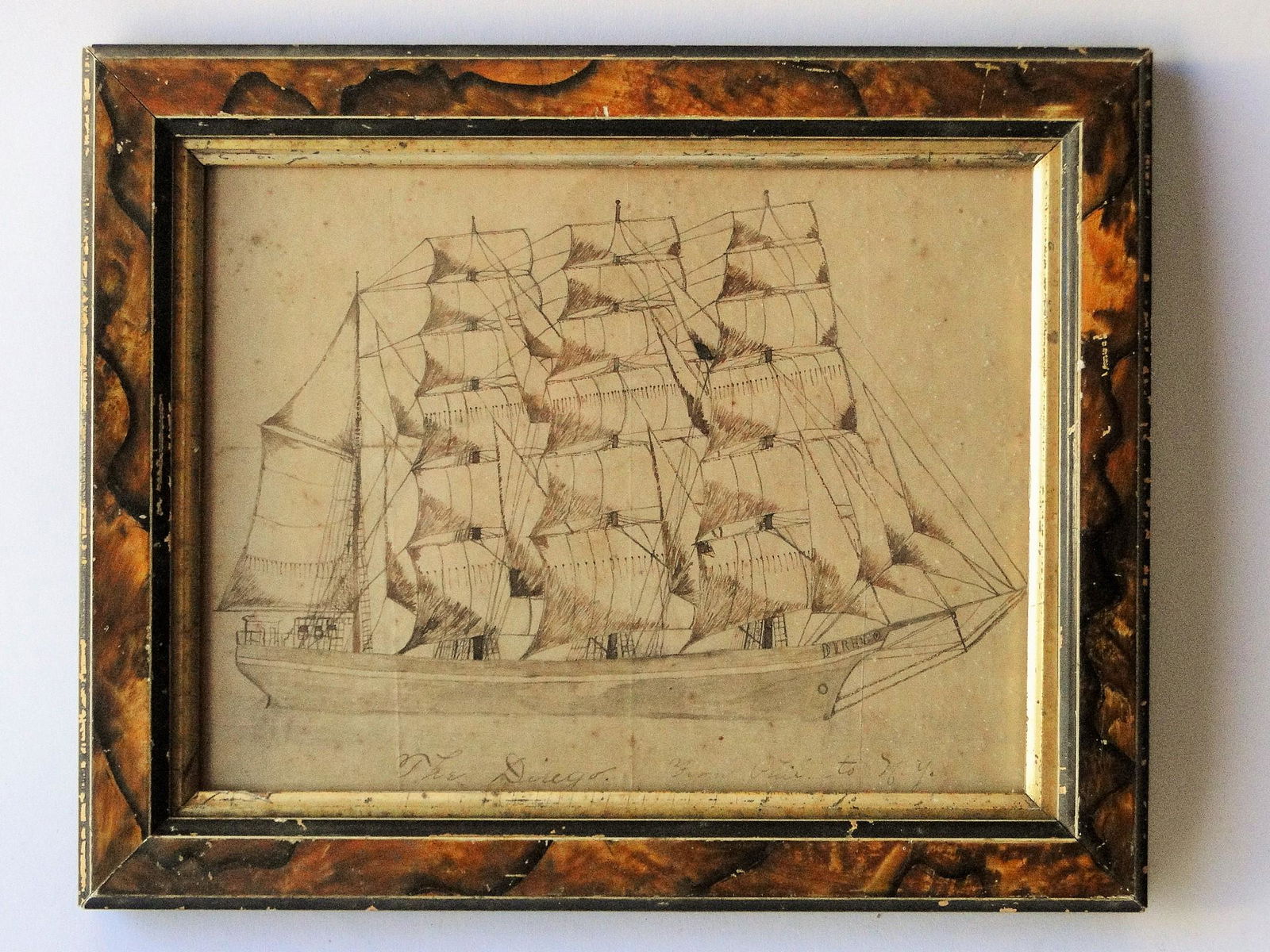 19THC PAINTING OF A SCHOONER (1 of 3)