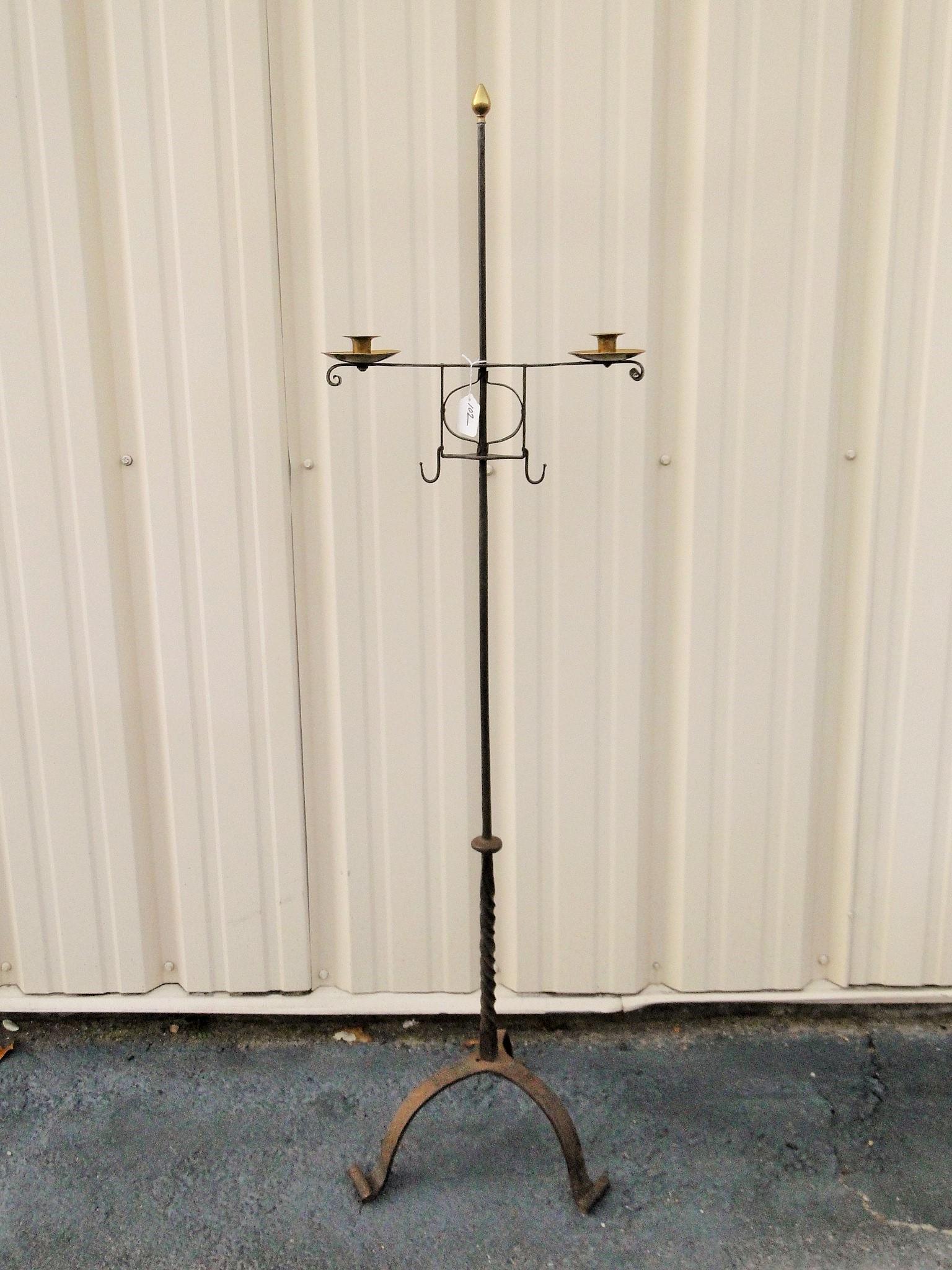 TALL 19TH C ADJUSTABLE CANDLE HOLDER TWO CANDLE CUPS (1 of 1)