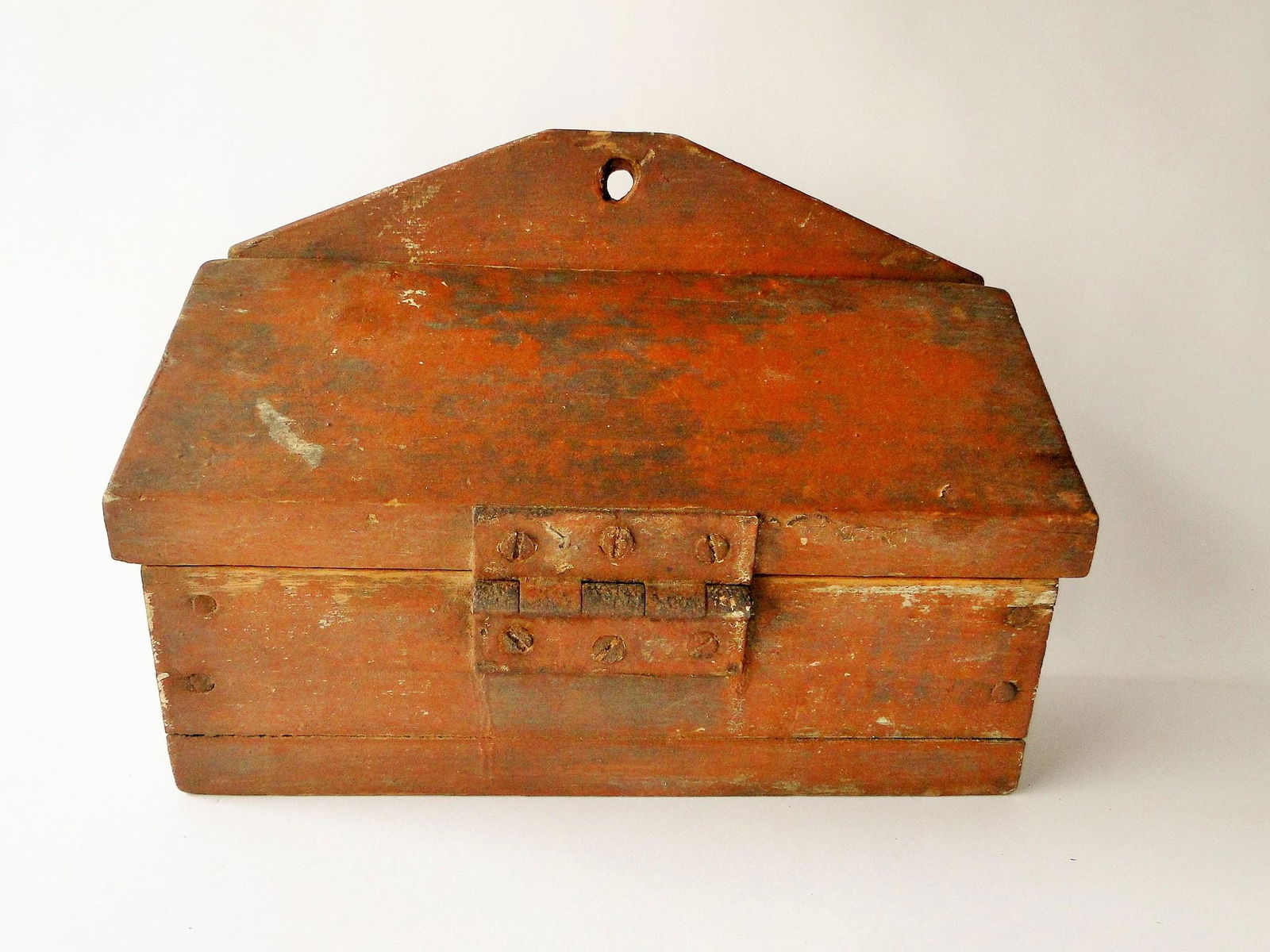 19TH C OPEN  PAINTED WALL BOX WITH LID (1 of 3)