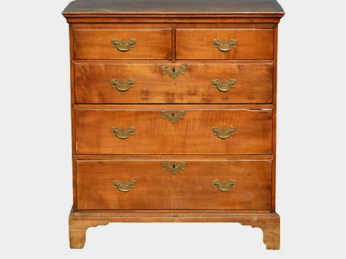 18TH C SEMI TALL CHEST CHERRY (1 of 4)