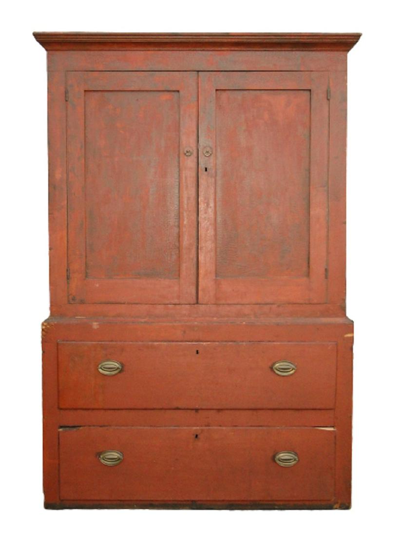 18TH C NEW ENGLAND PAINTED LINEN PRESS (1 of 3)
