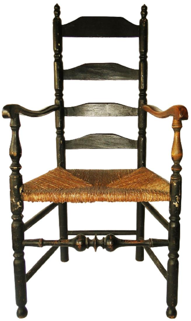 EARLY 18TH C LADDERBACK ARMCHAIR (1 of 4)