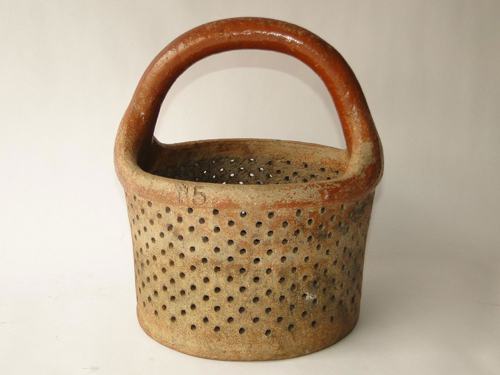 19TH C STONEWARE CHEESE STRAINER (1 of 3)