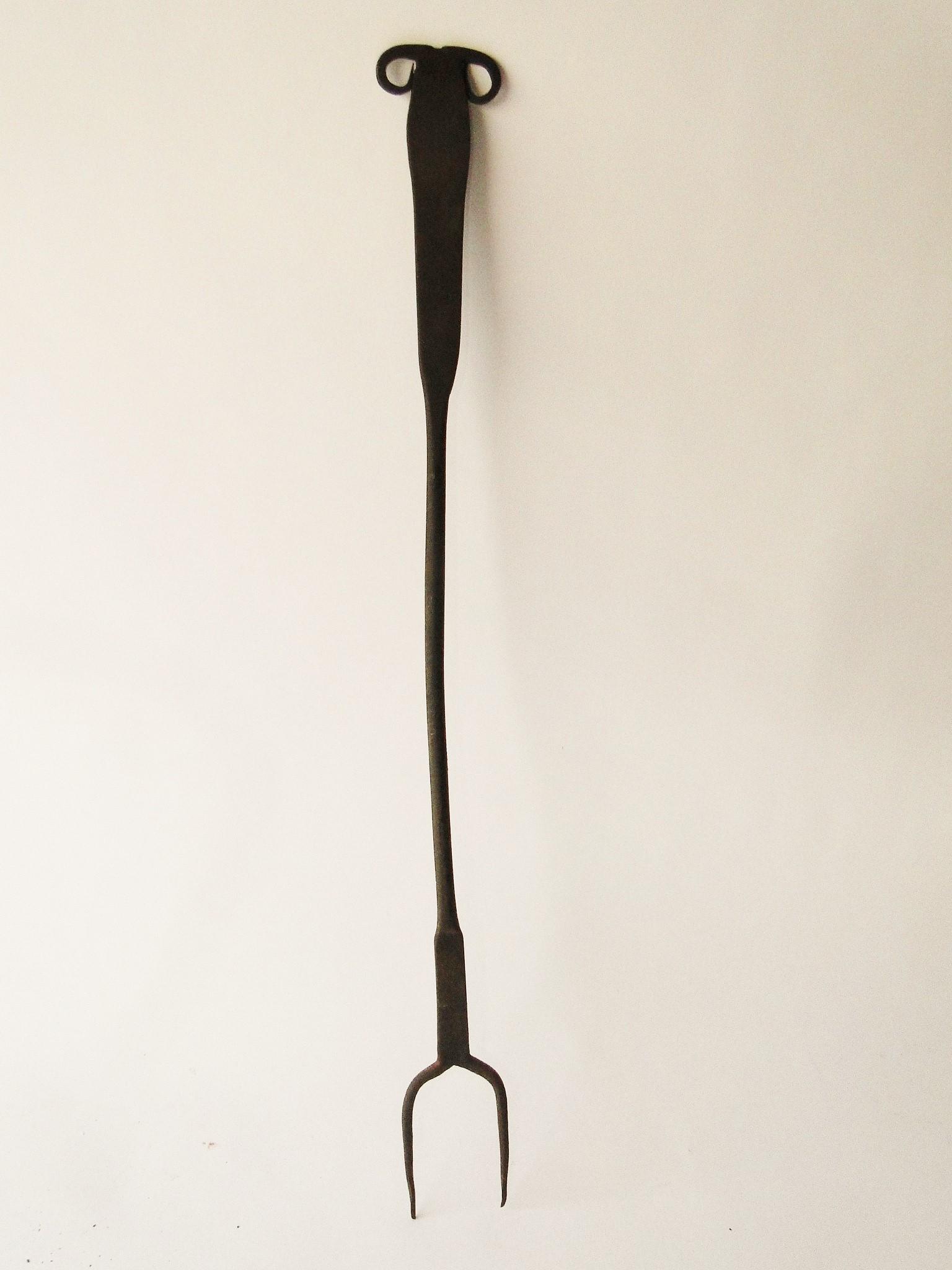18TH C IRON TWO PRONG FORK (1 of 2)