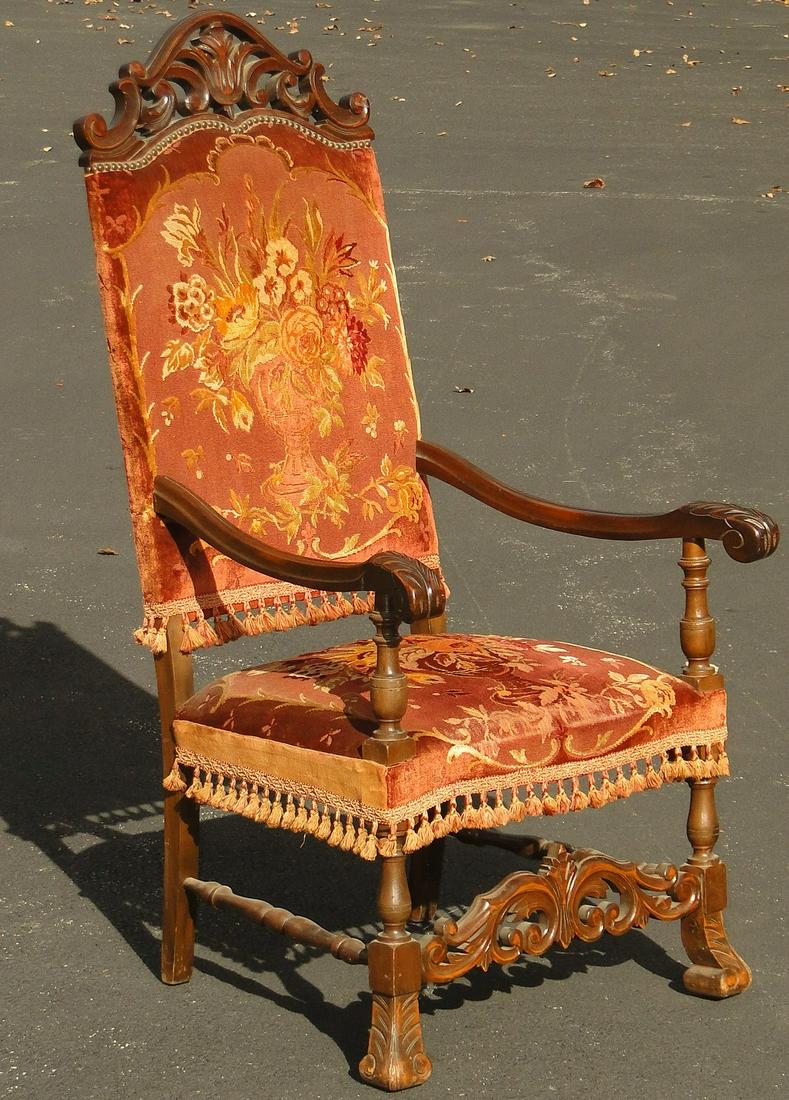 LARGE HIGH BACK UPHOLSTERED ARM CHAIR (1 of 3)