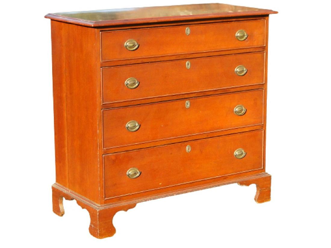 18TH C CHIPPENDALE FOUR DRAWER CHERRY CHEST (1 of 4)