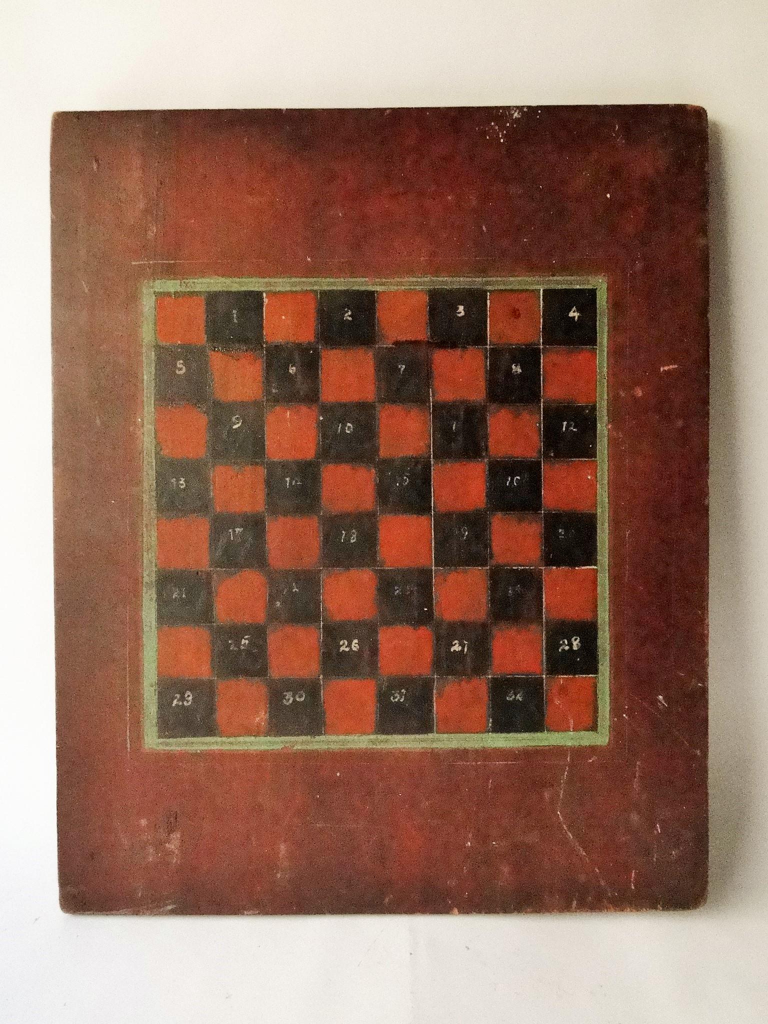 19TH C PAINT DECORATED GAMEBOARD (1 of 2)