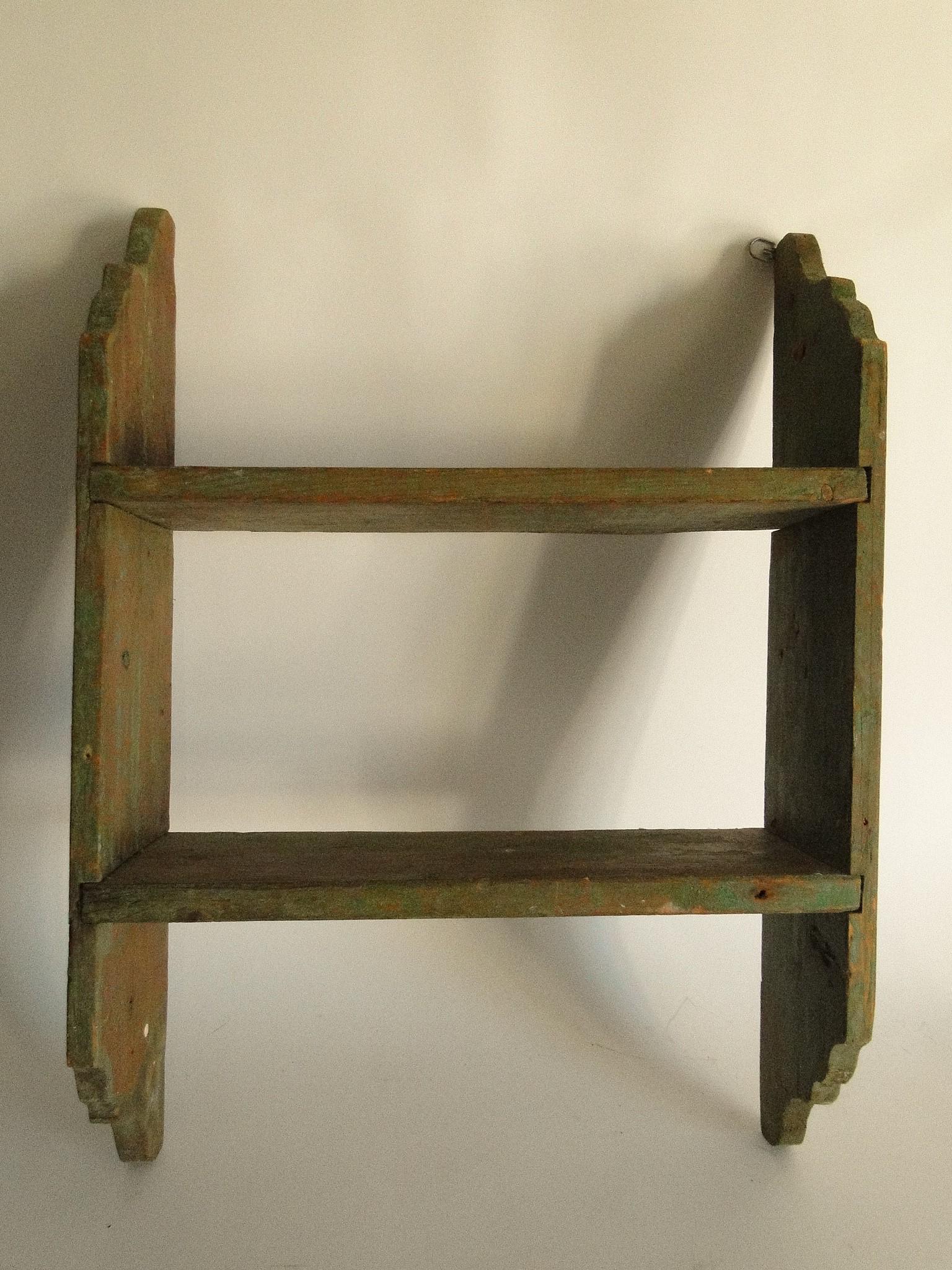 SMALL GREEN PAINTED OPEN SHELF (1 of 2)