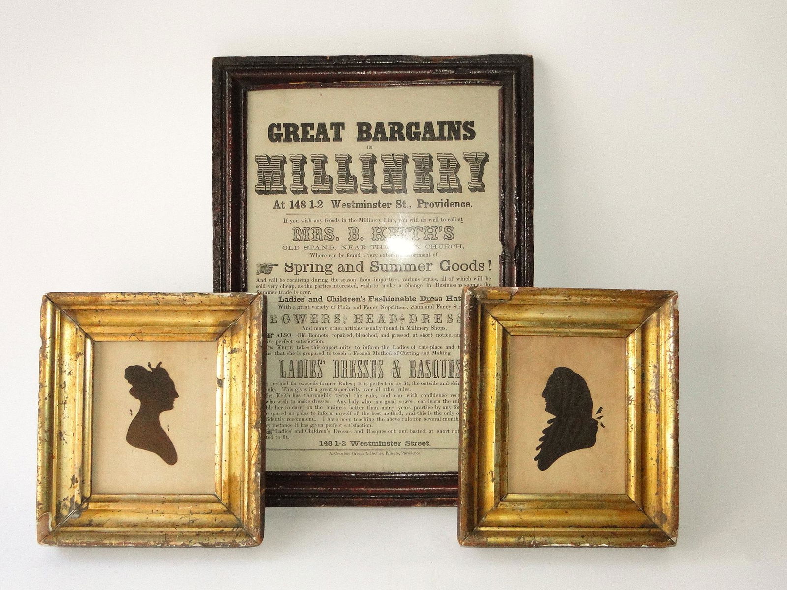 MILLINERY BROADSIDE, PAIR SILHOUETTES (1 of 3)