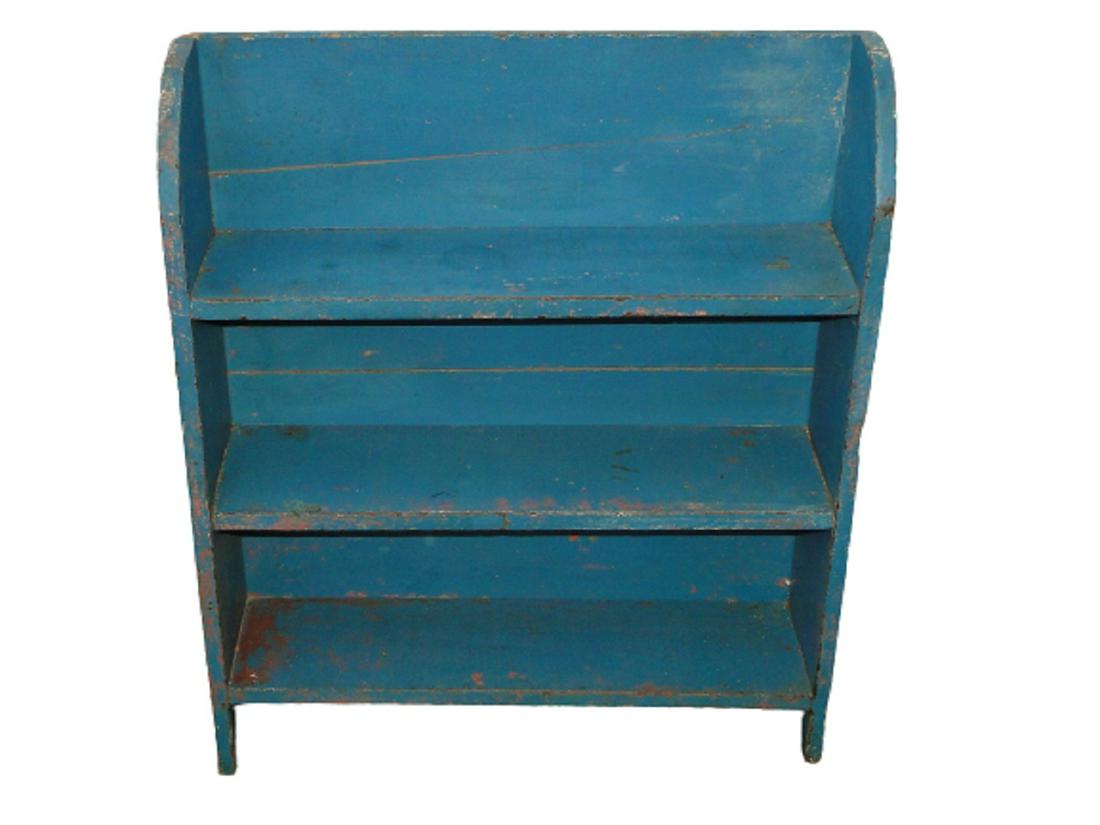 ANTIQUE BLUE PAINTED SHELF (1 of 5)