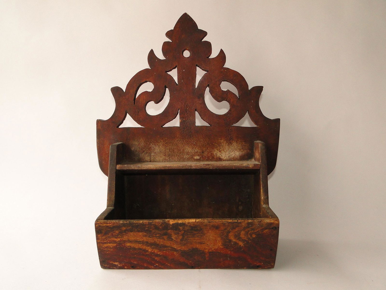 19TH C GRAIN PAINTED WALL BOX (1 of 4)