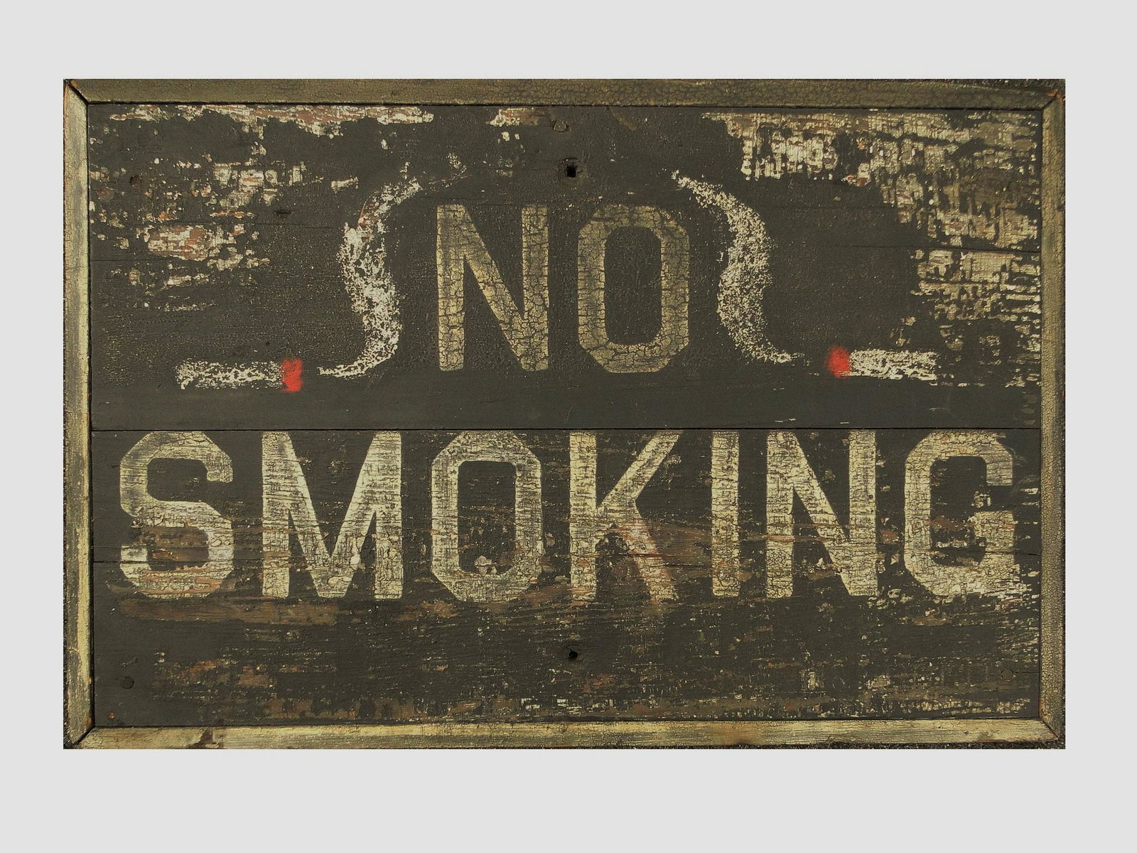 "NO SMOKING" SIGN WOODEN, LATE 19TH C (1 of 2)