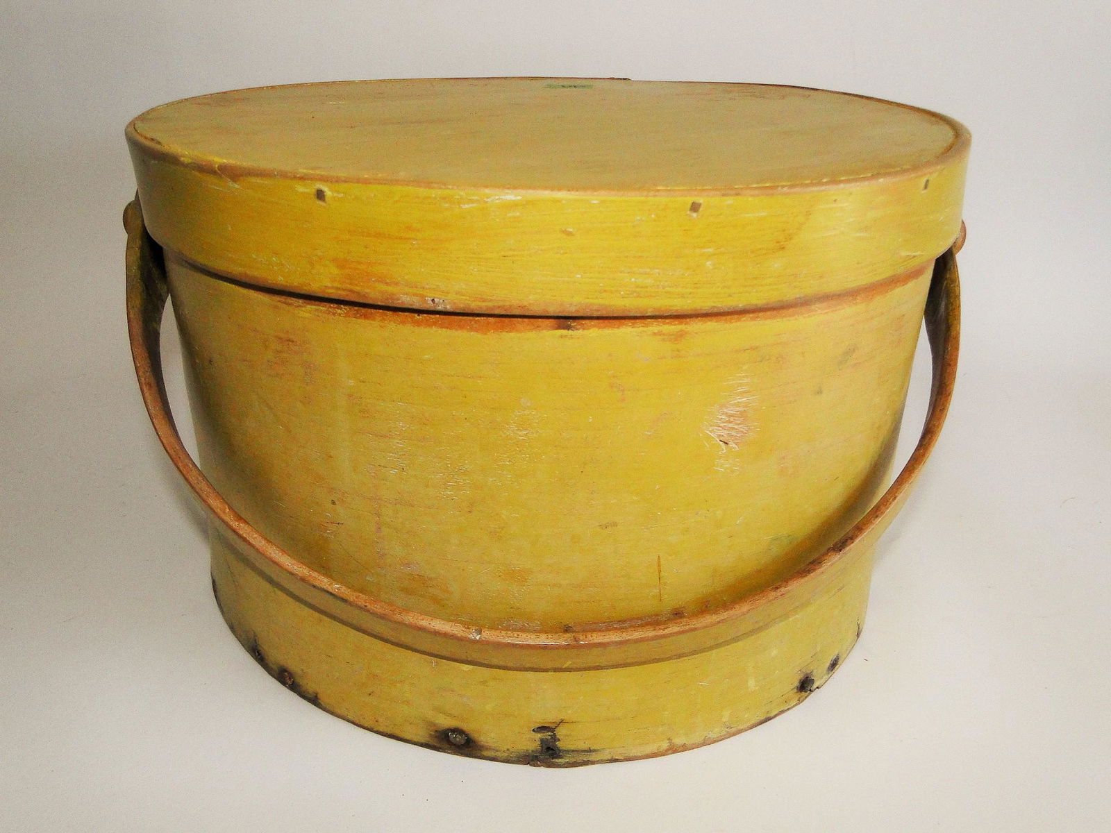 LARGE YELLOW PAINTED PANTRY BOX WITH BALE HANDLE (1 of 8)