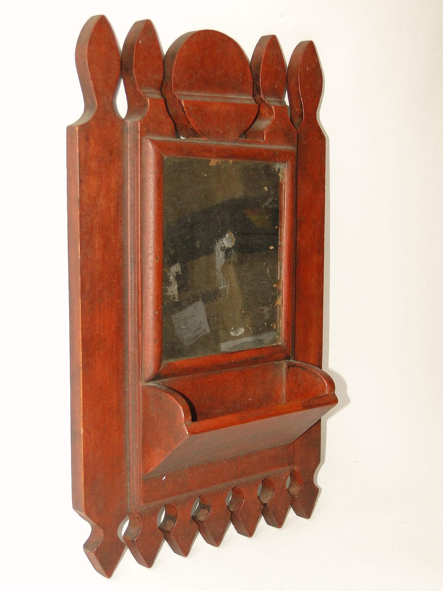 19TH C MIRROR WITH COMB BOX (1 of 2)