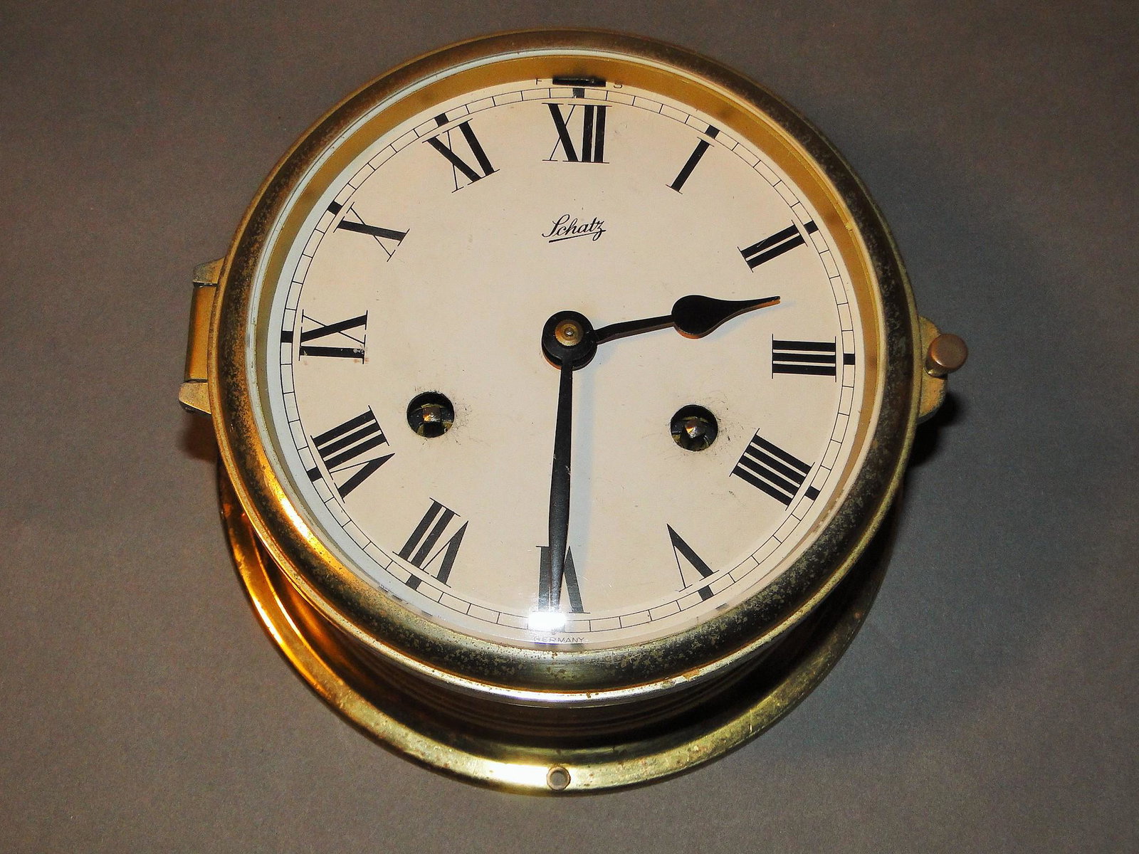 WALL CLOCK SIGNED SCHATZ: WALL CLOCK SIGNED SCHATZ, 6 X 3.5